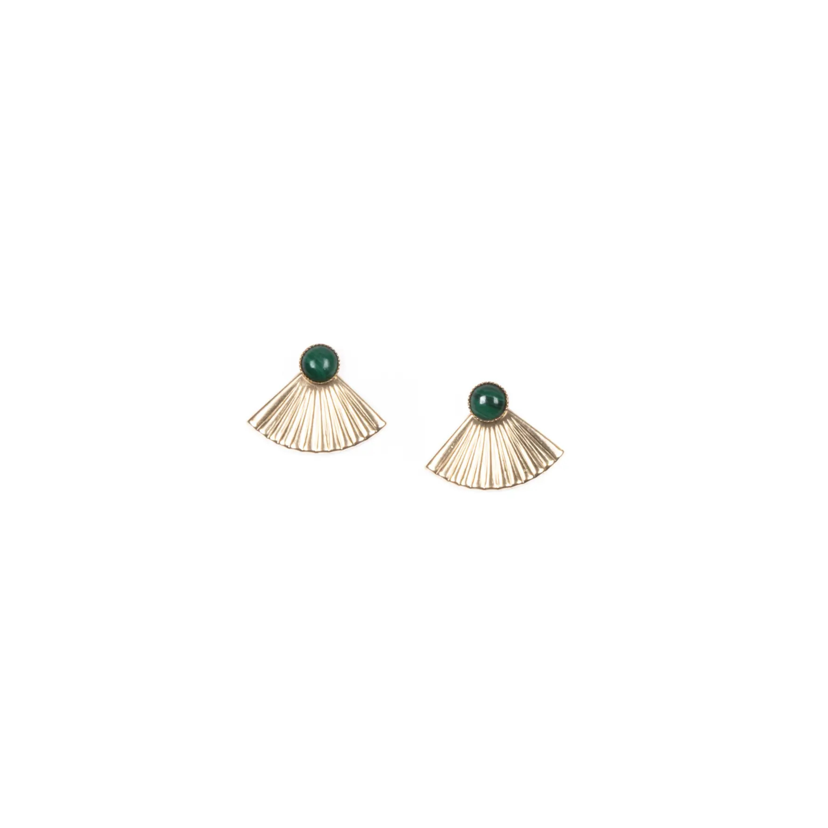 Malachite Mini Pleat Jacket Earrings