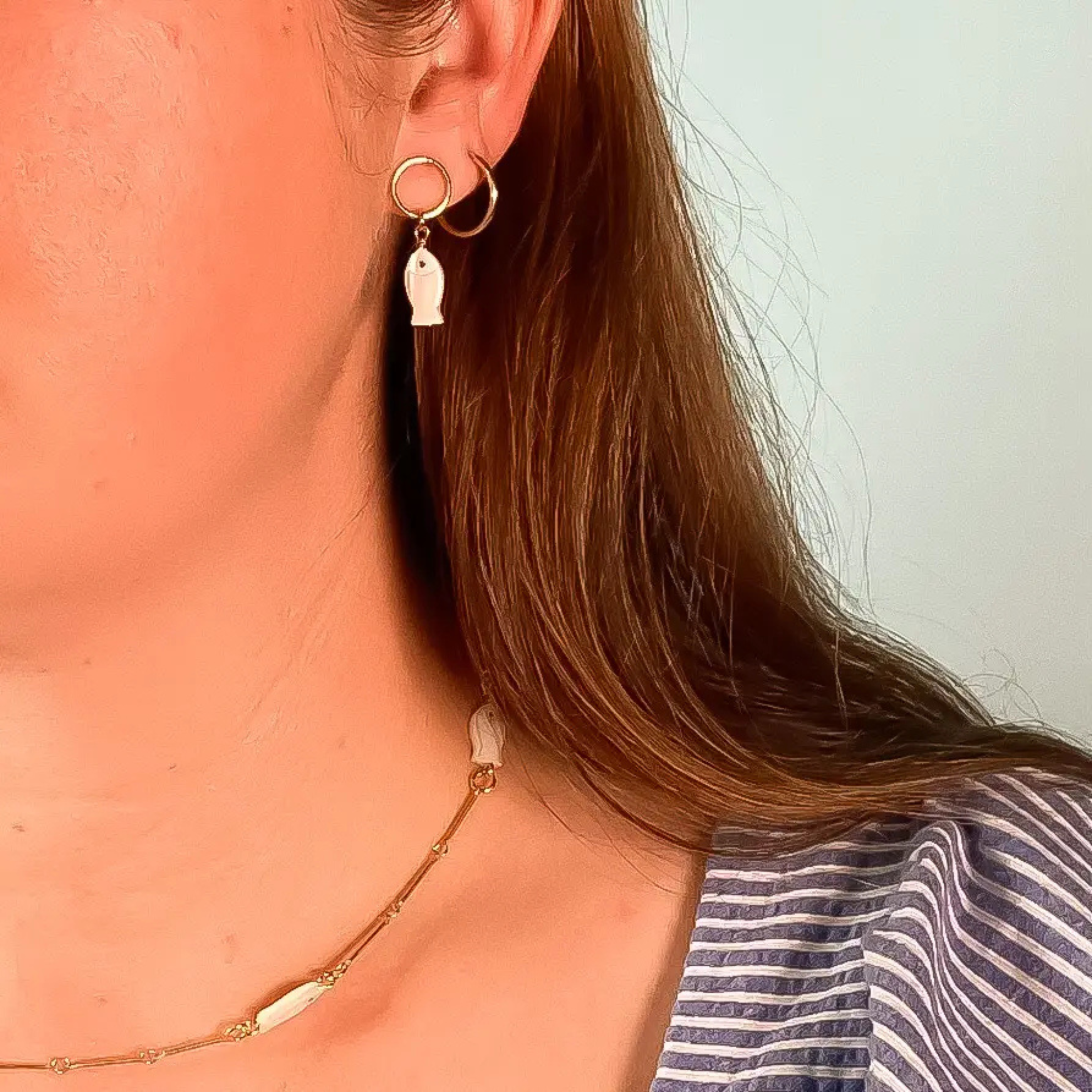 Mother of Pearl Fish Earrings