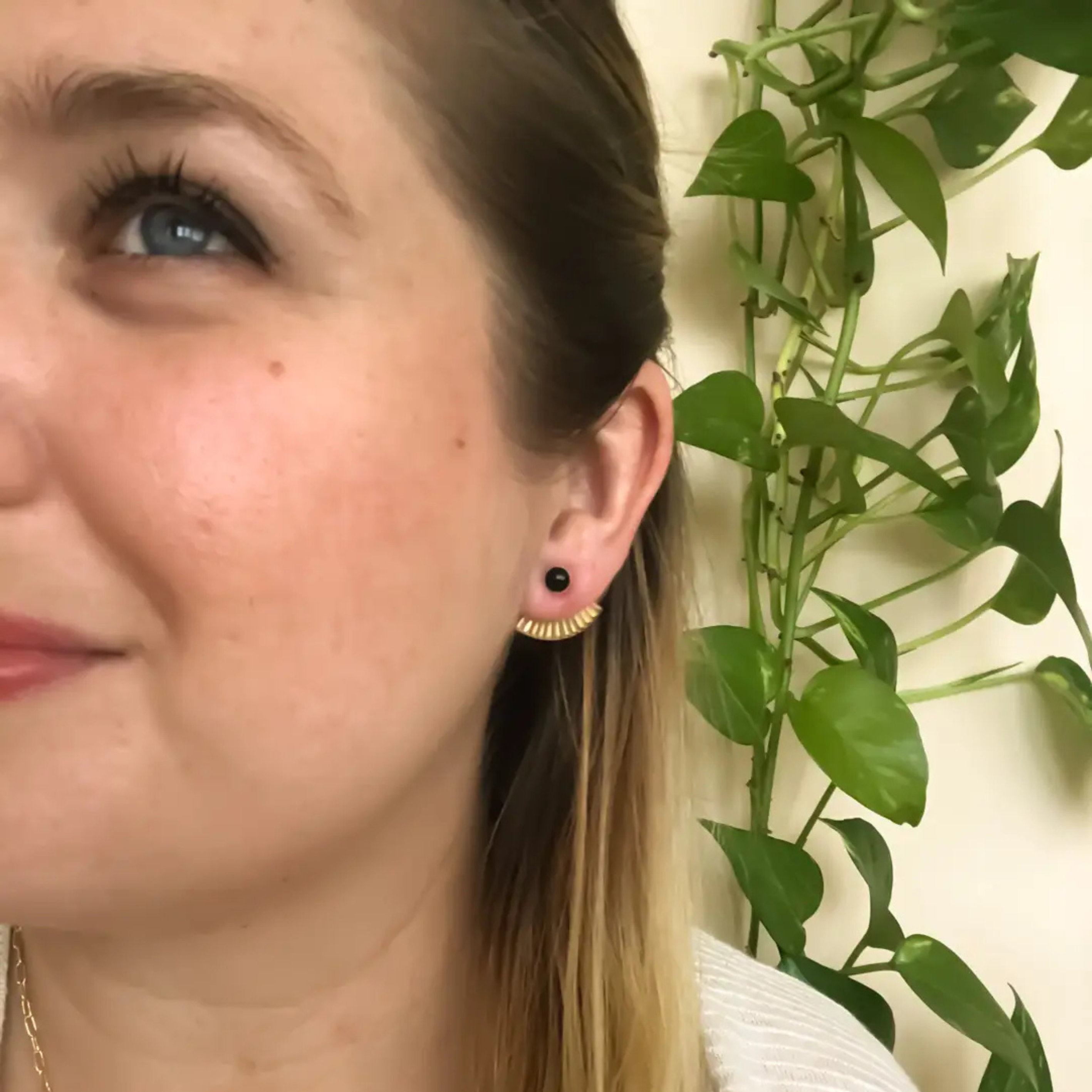 Onyx Mini Pleat Jacket Earrings