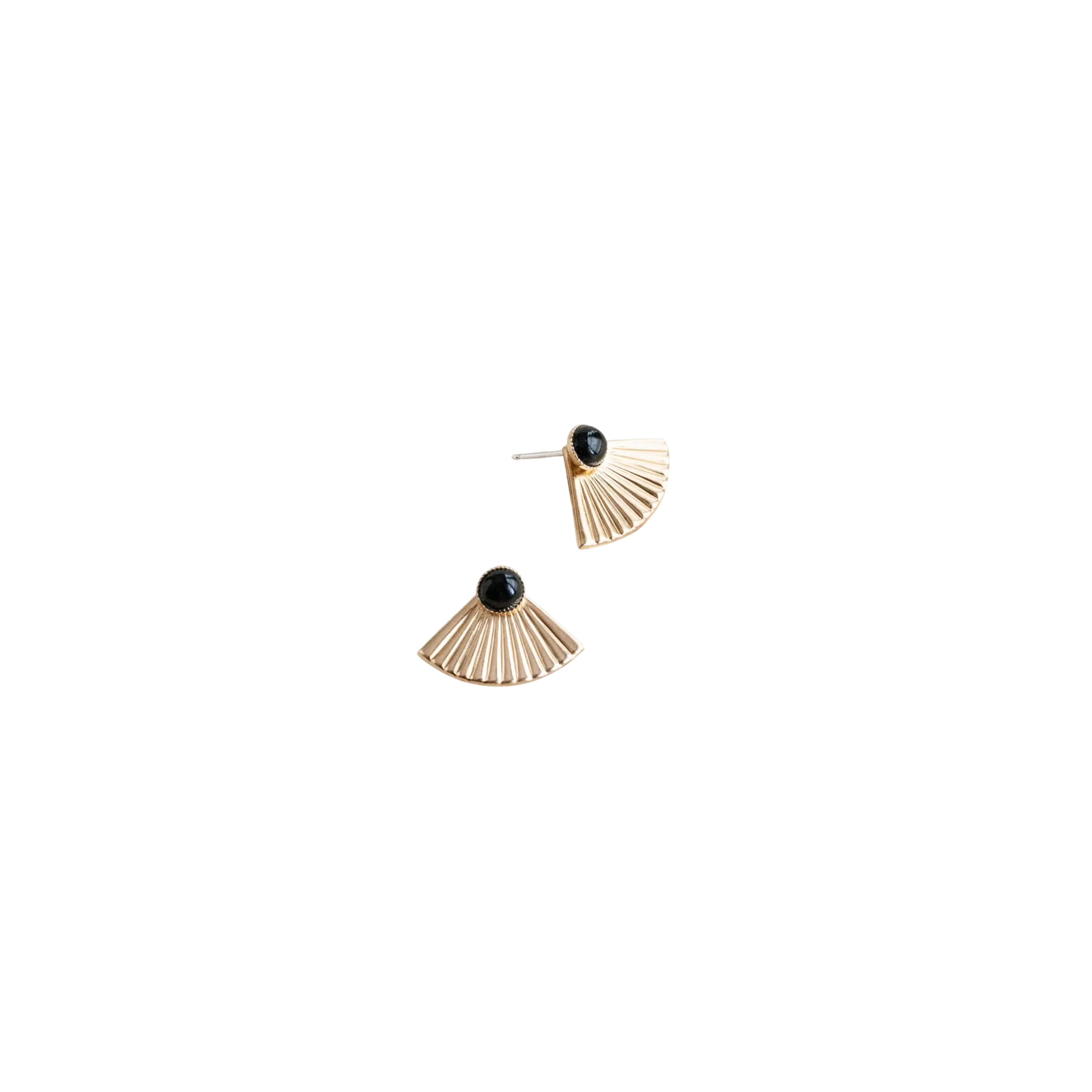 Onyx Mini Pleat Jacket Earrings