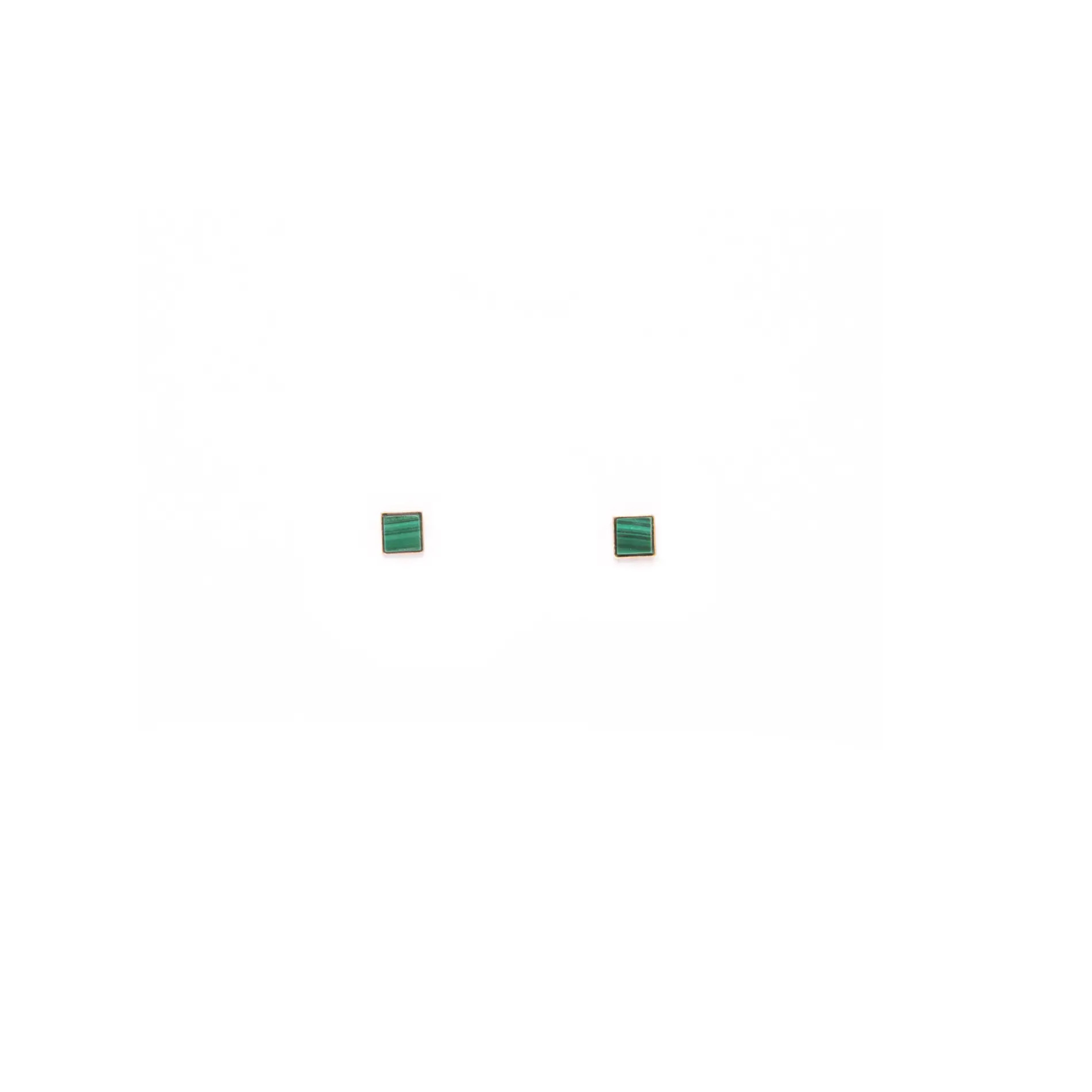 Tiny Square Studs in Malachite