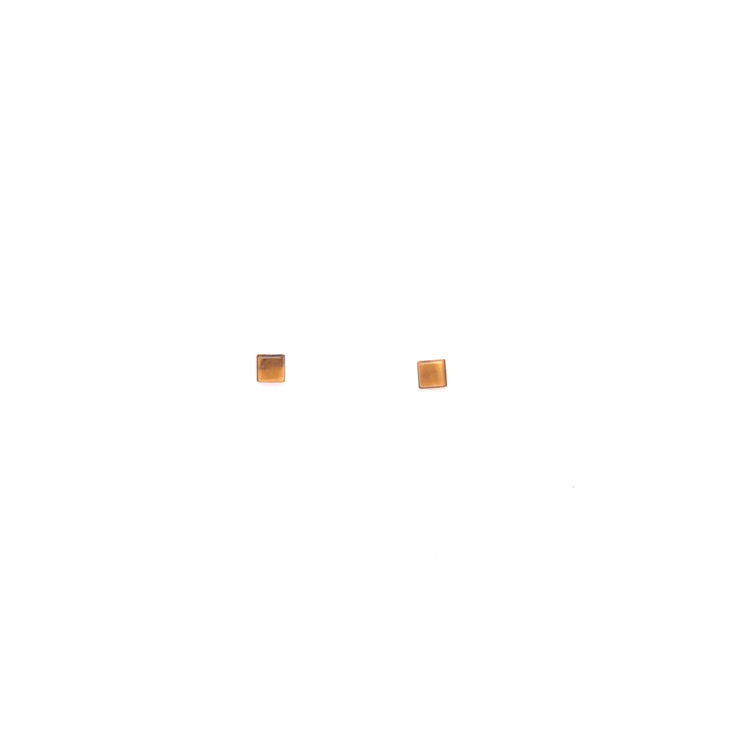 Tiny Square Studs in Tiger's Eye