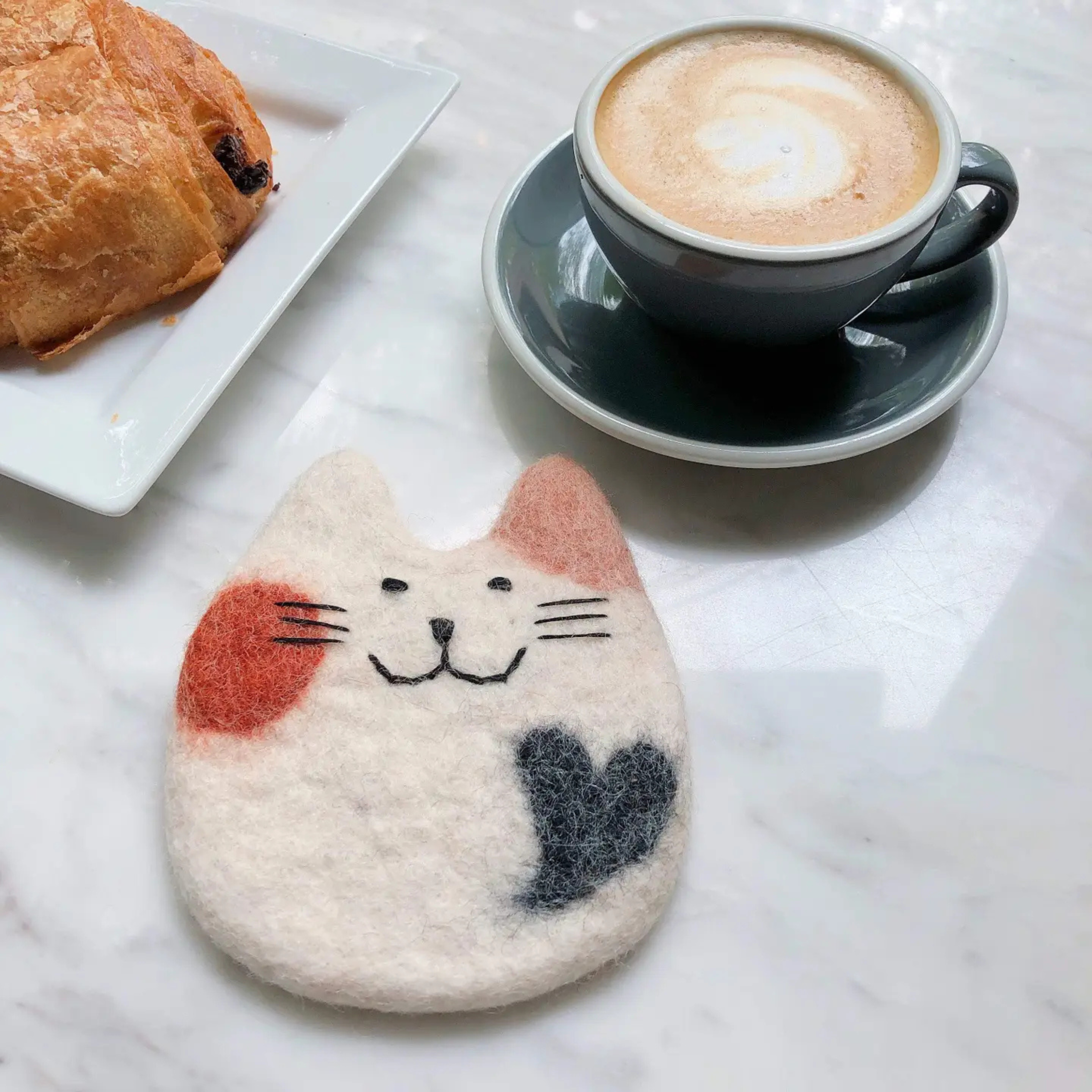 Felted Cat Coaster