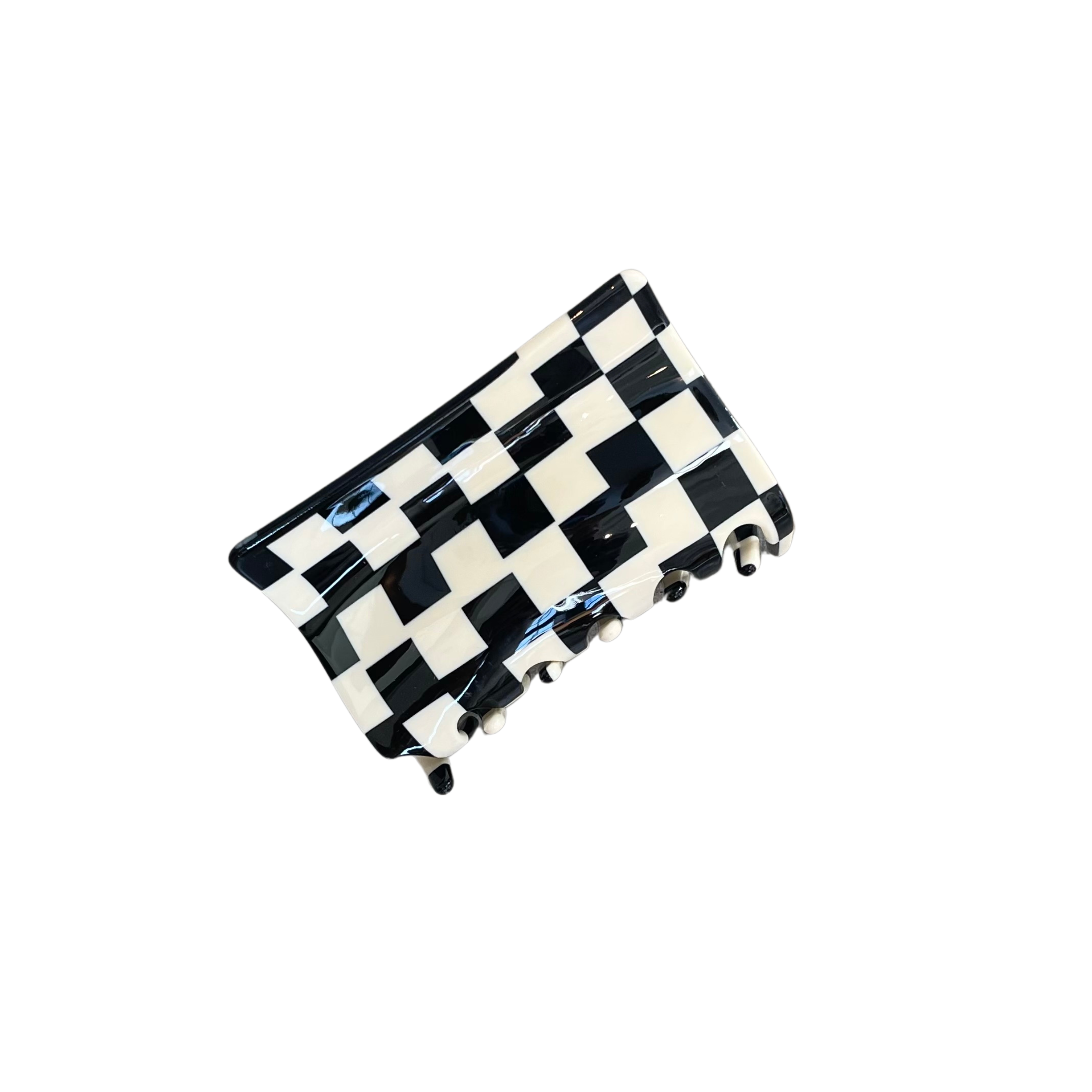 Black Checkered Rectangle Hair Clip