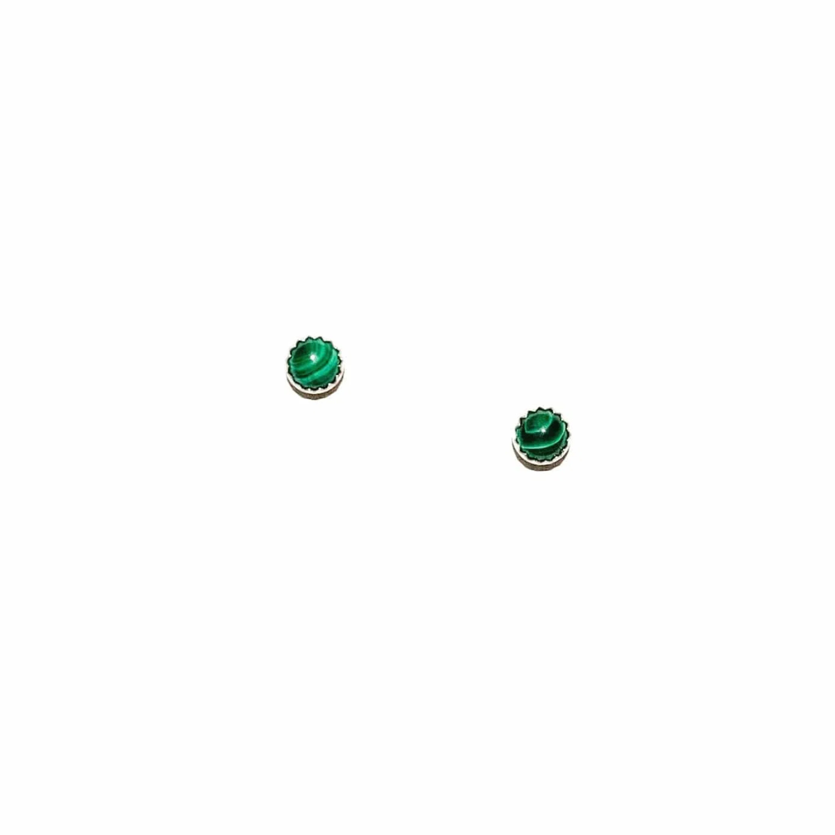 Silver Malachite Studs