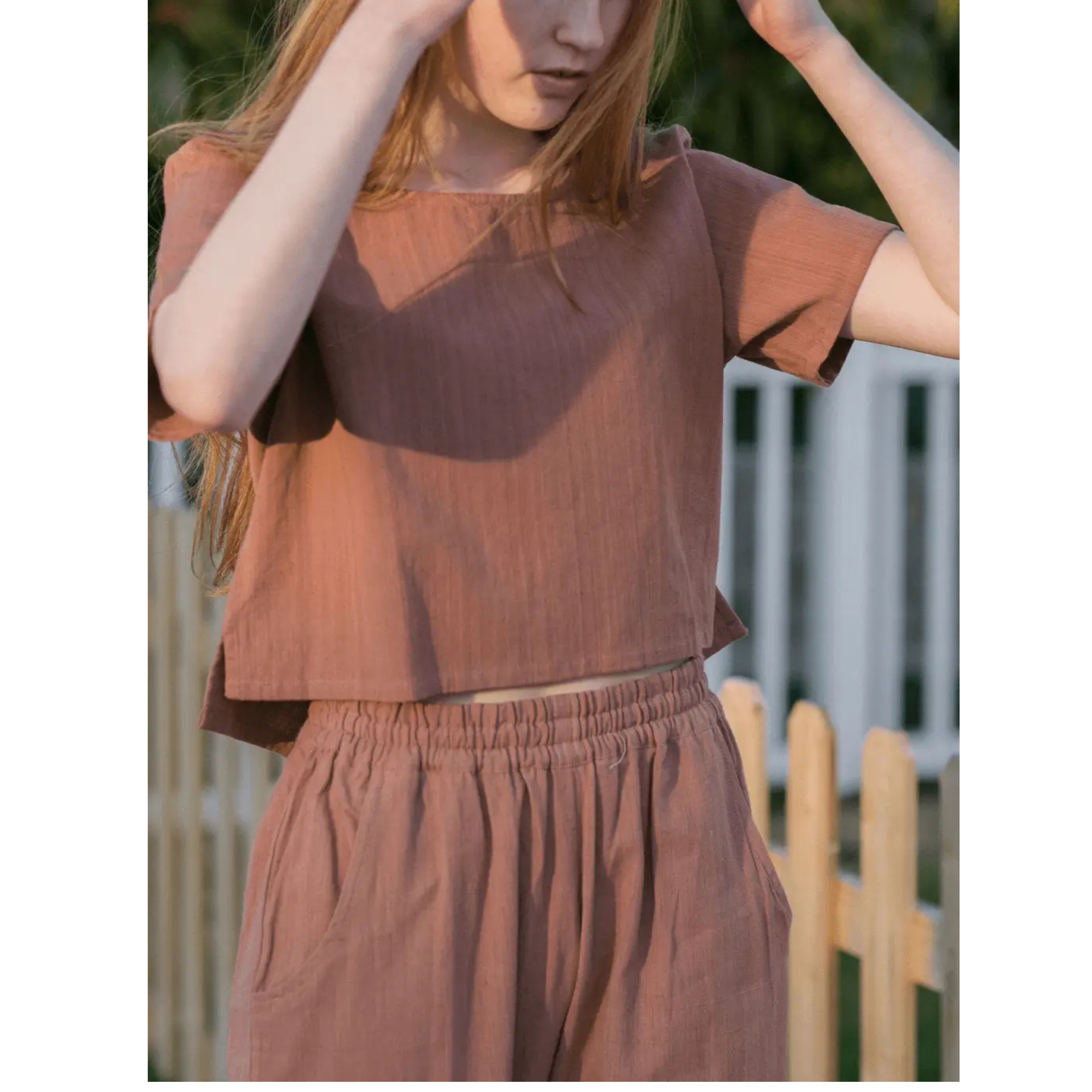 Botanical Block Print Cotton Crop Top