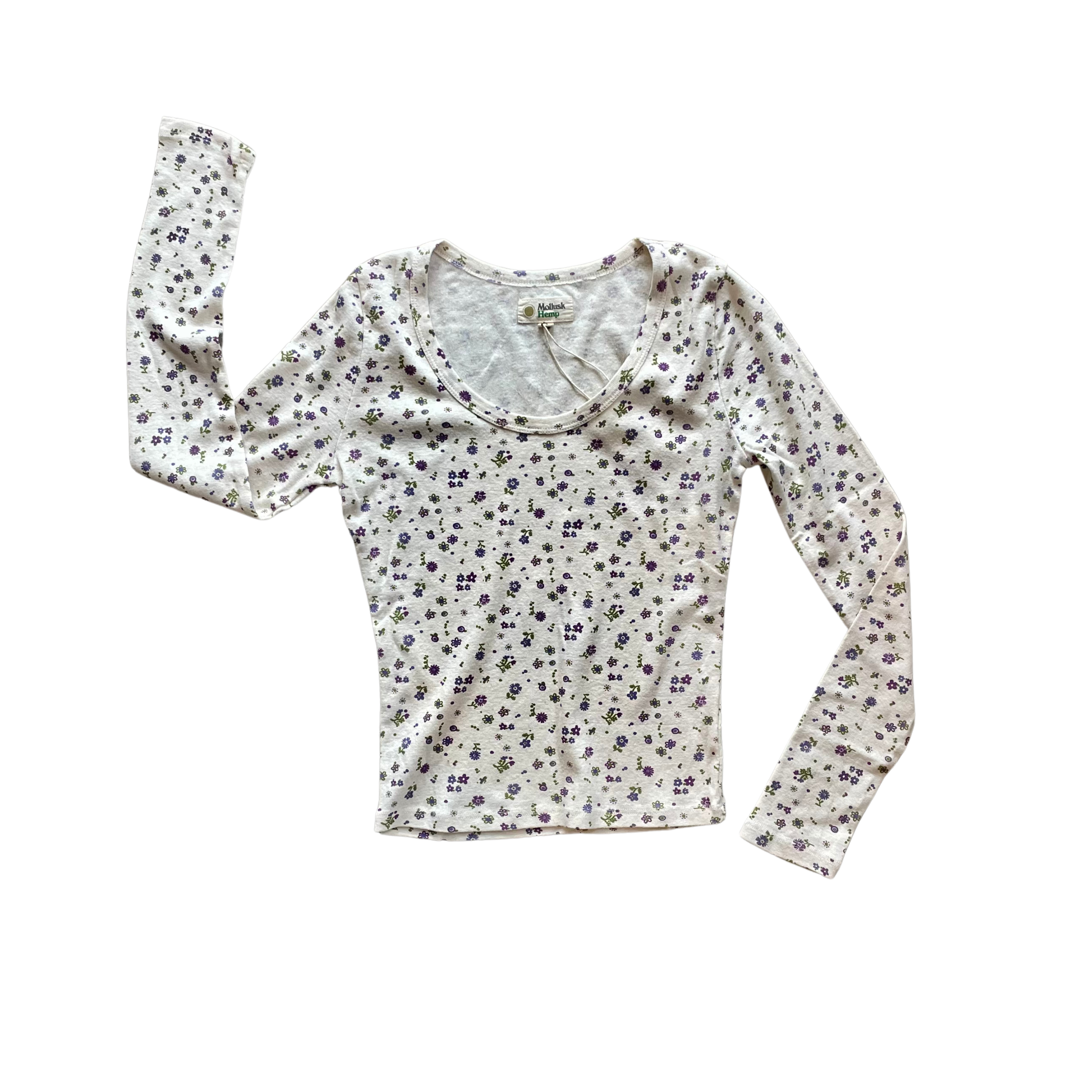 Long Sleeve Rib Tee - Lavender Floral