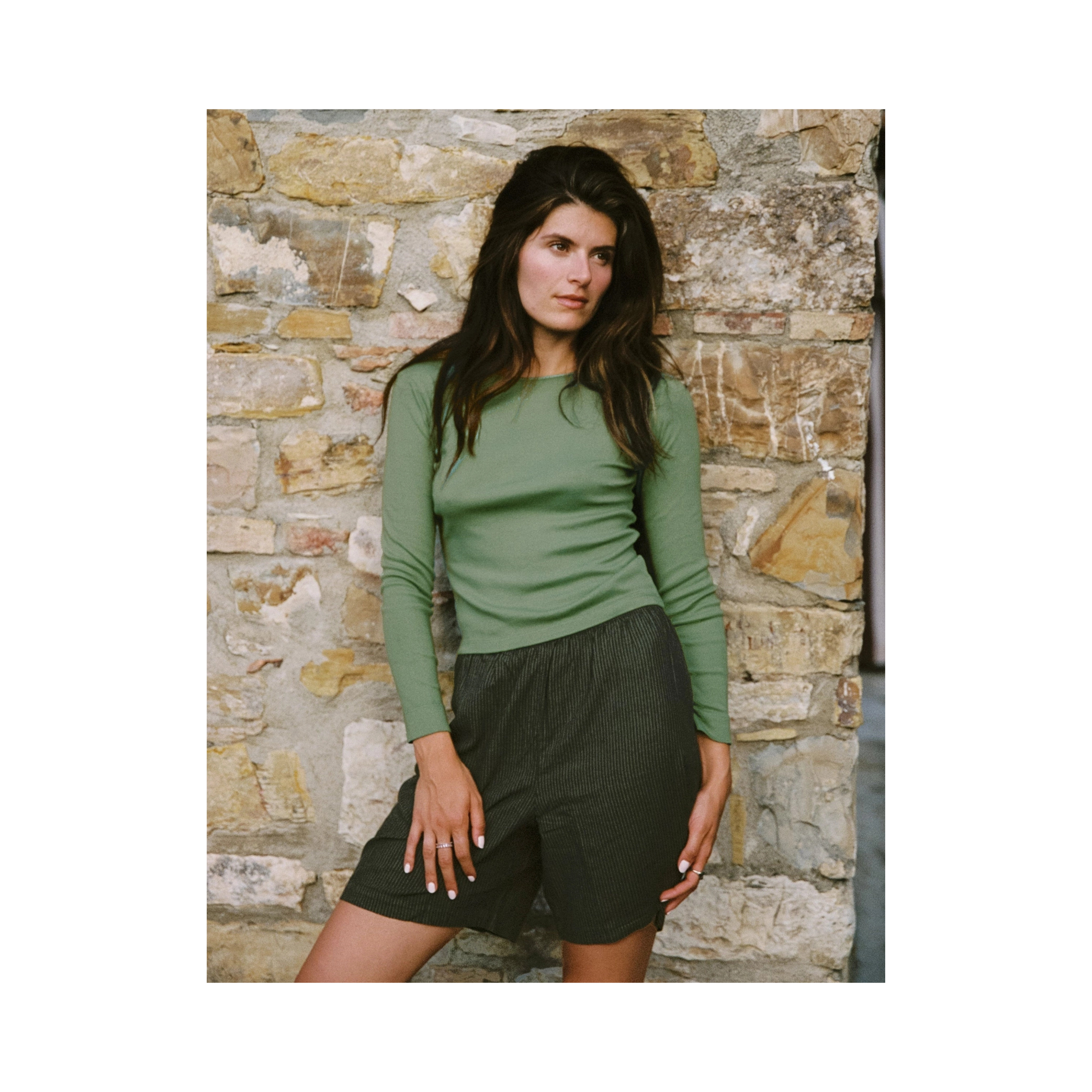 Long Sleeve Bebe Tee - Algae