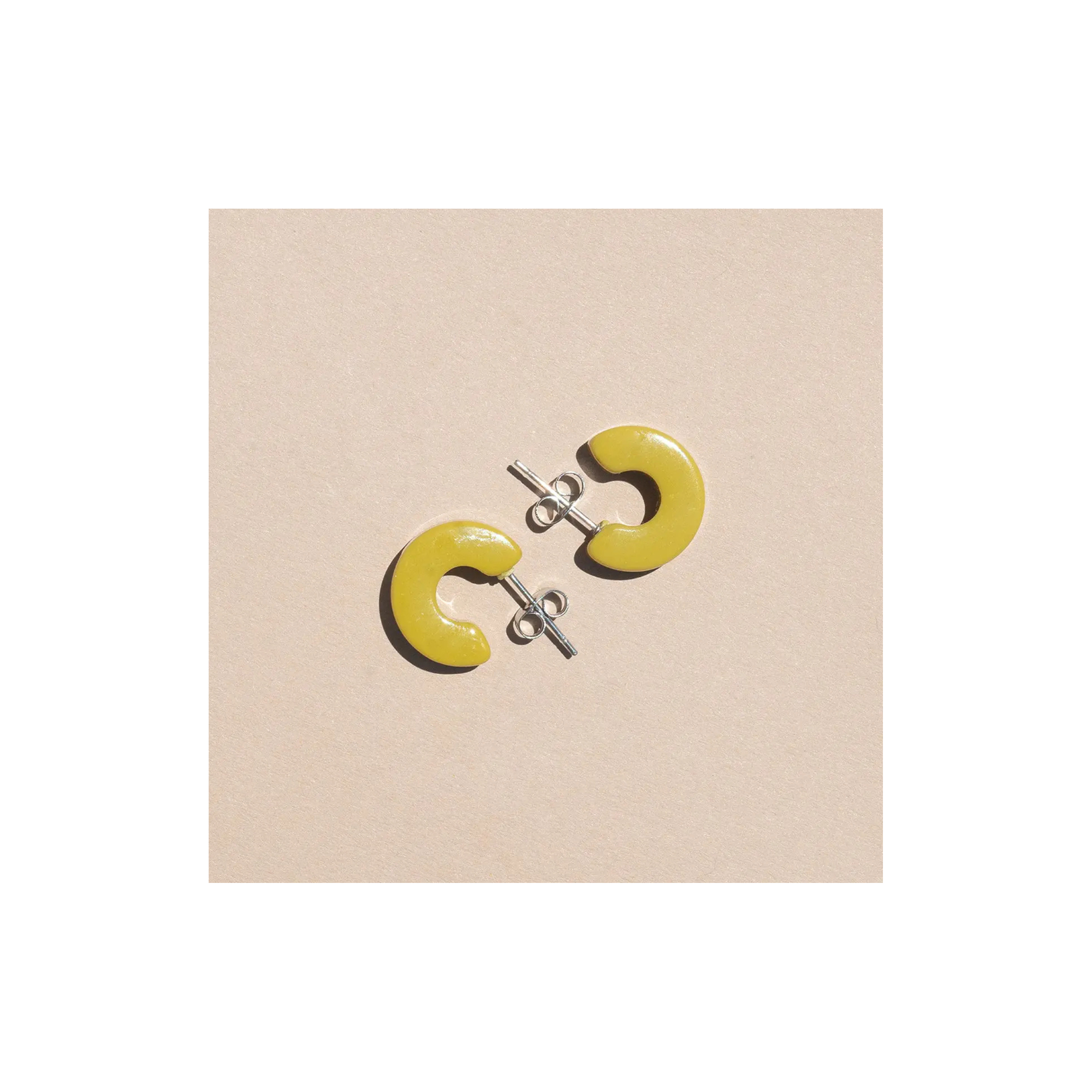 Yellow Huggie Earrings