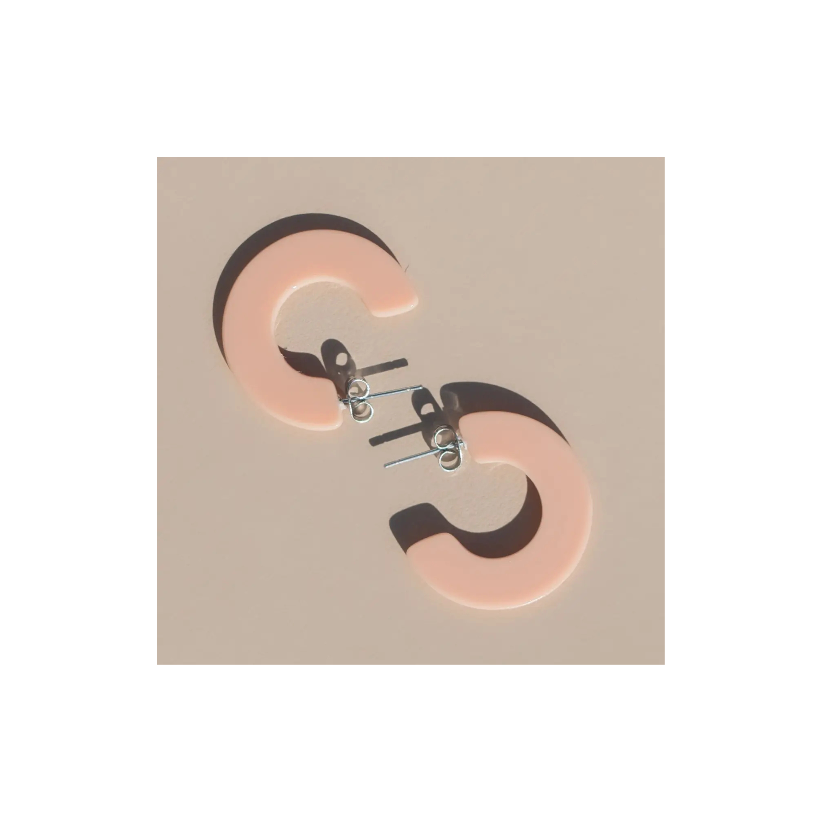 Pink Crescent Earrings