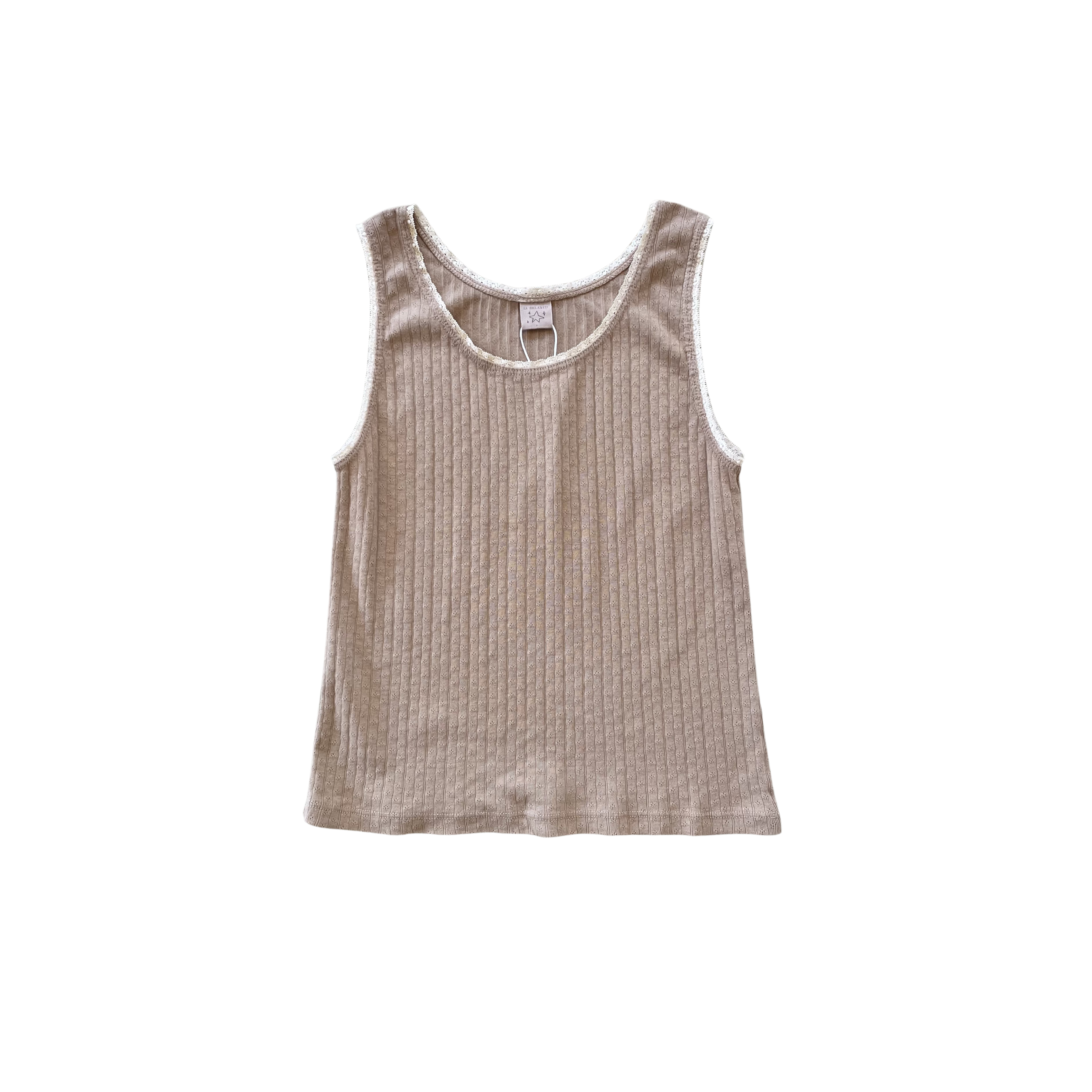 Pointelle Tank - Almond