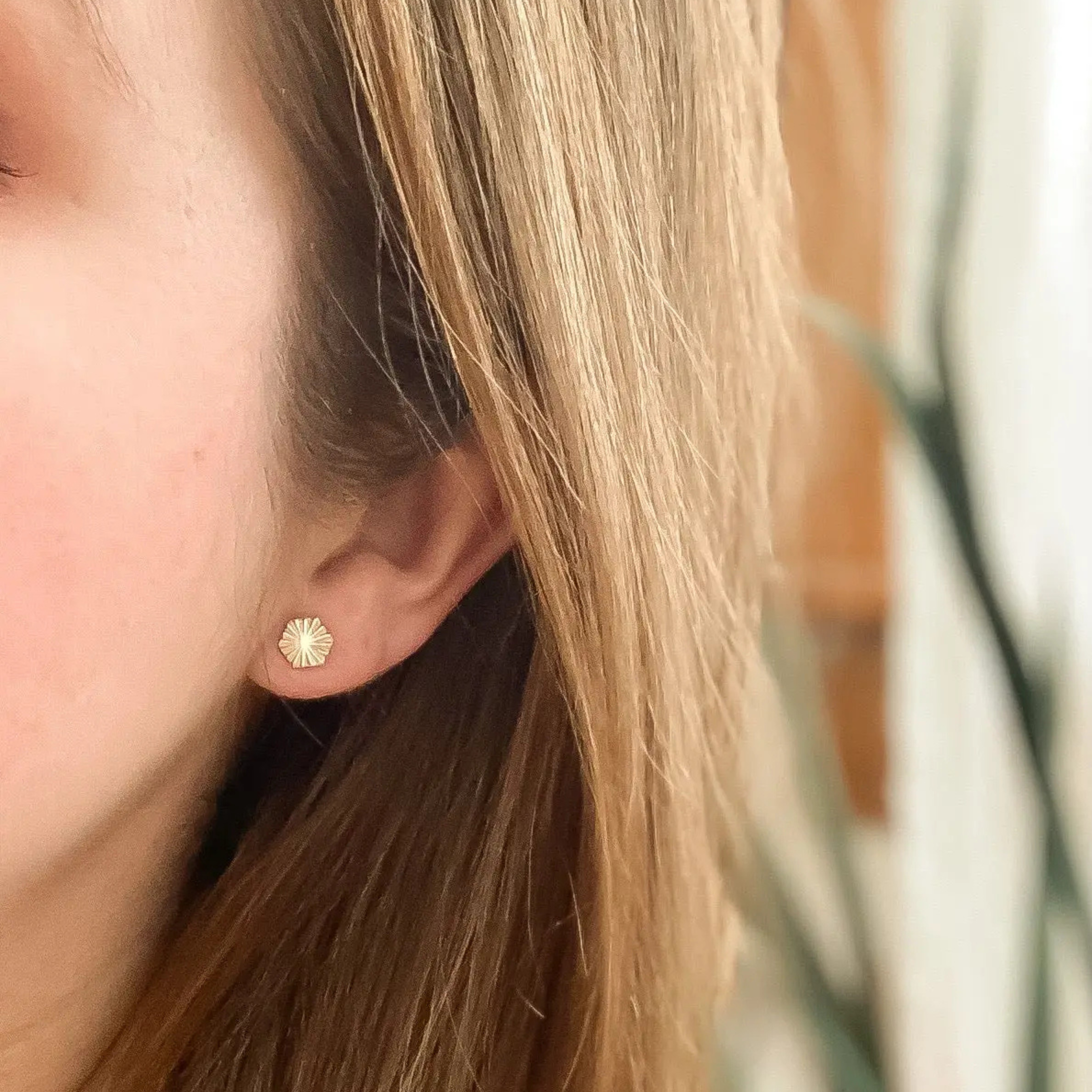 Tiny Starburst Hexagon Studs