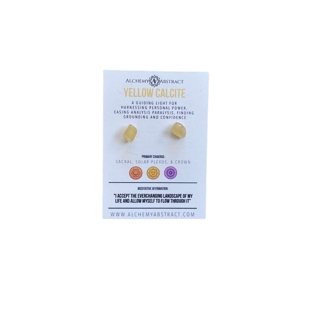 Yellow Calcite Crystal Studs