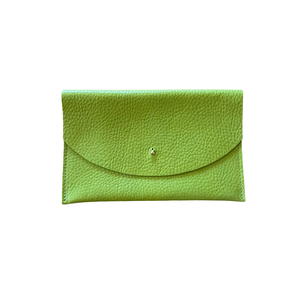 Lime Leather Envelope Pouch