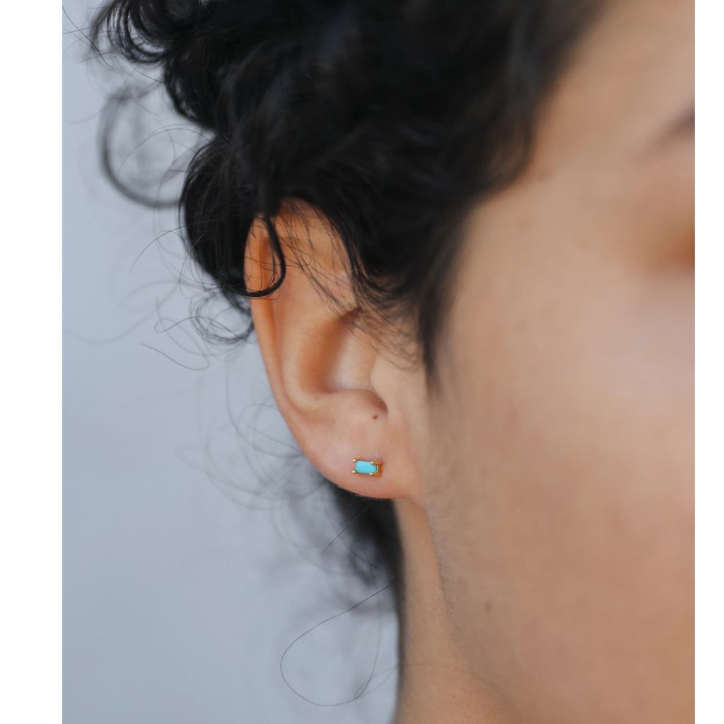 Turquoise Baguette Studs