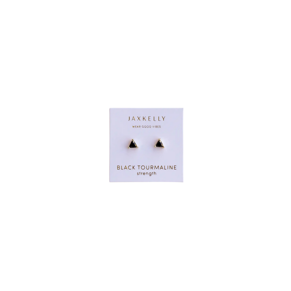 Black Tourmaline Triangle Studs