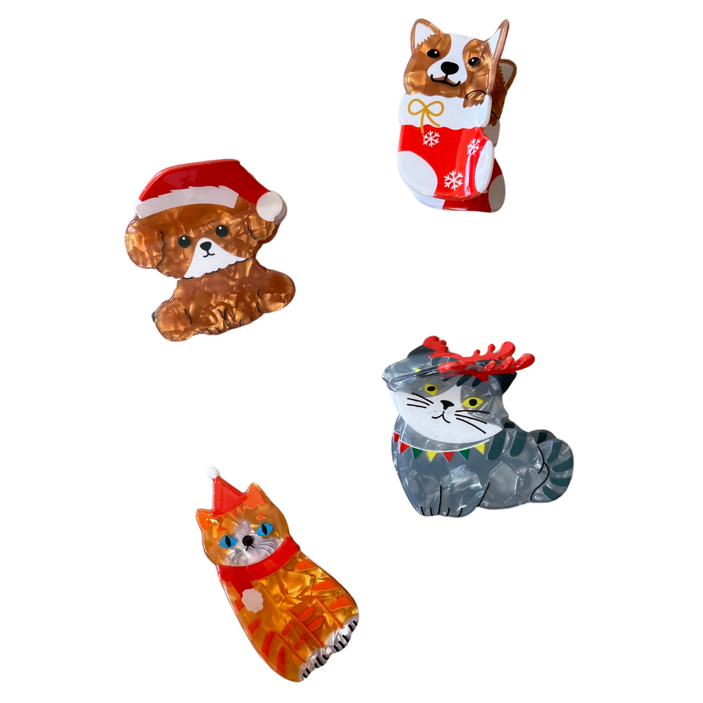 Holiday Friends Animal Hair Clips