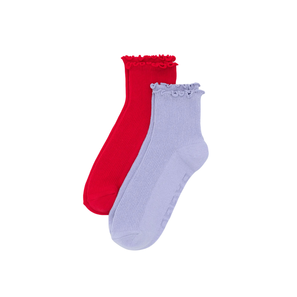 Lettuce Edge Socks - Lavender & Red