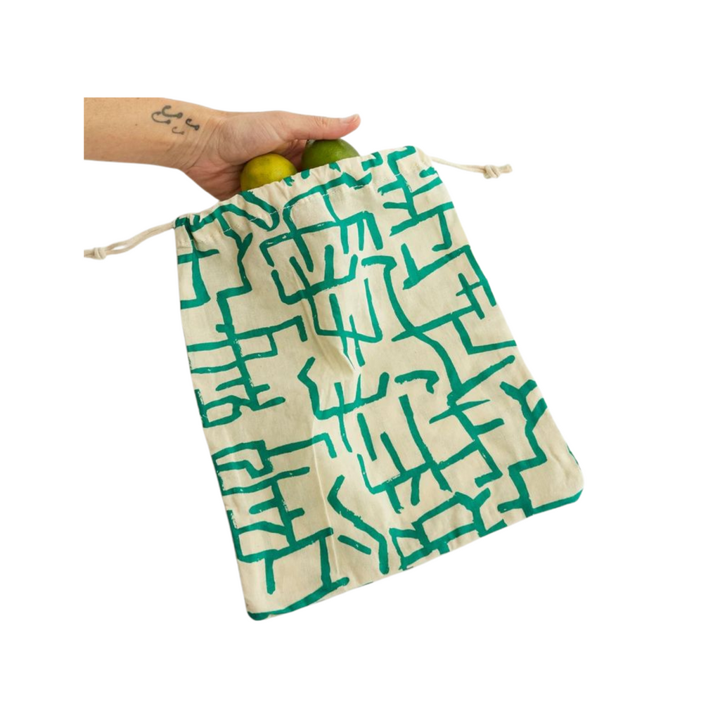 Small Reusable Cinch Bag - Kelly Green Guston