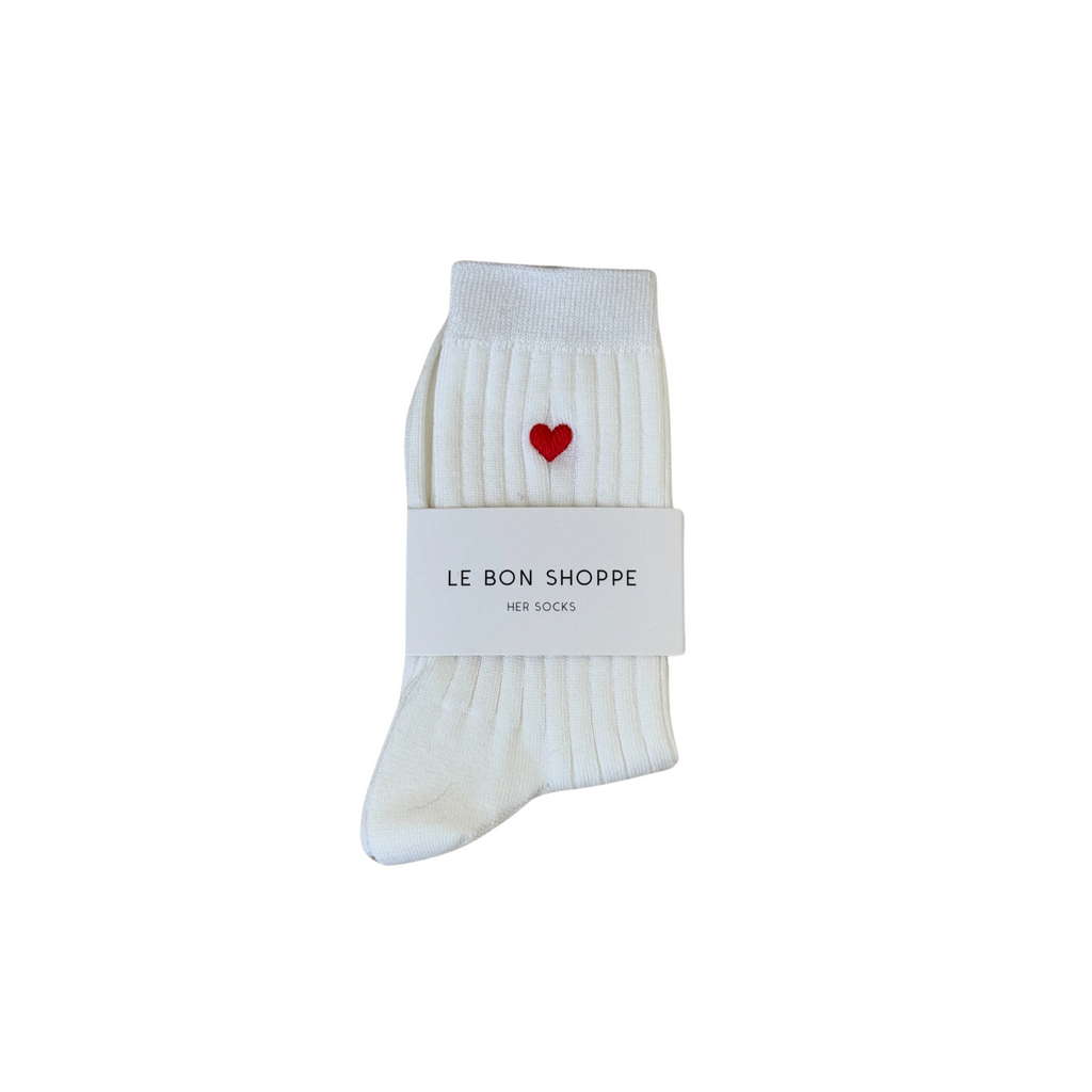 Embroidered Heart Her Socks