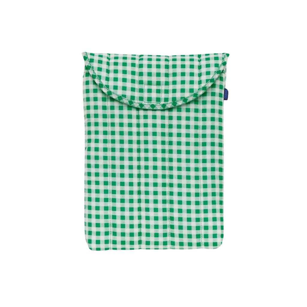 Green Gingham Puffy Laptop Sleeve - 13"/14"