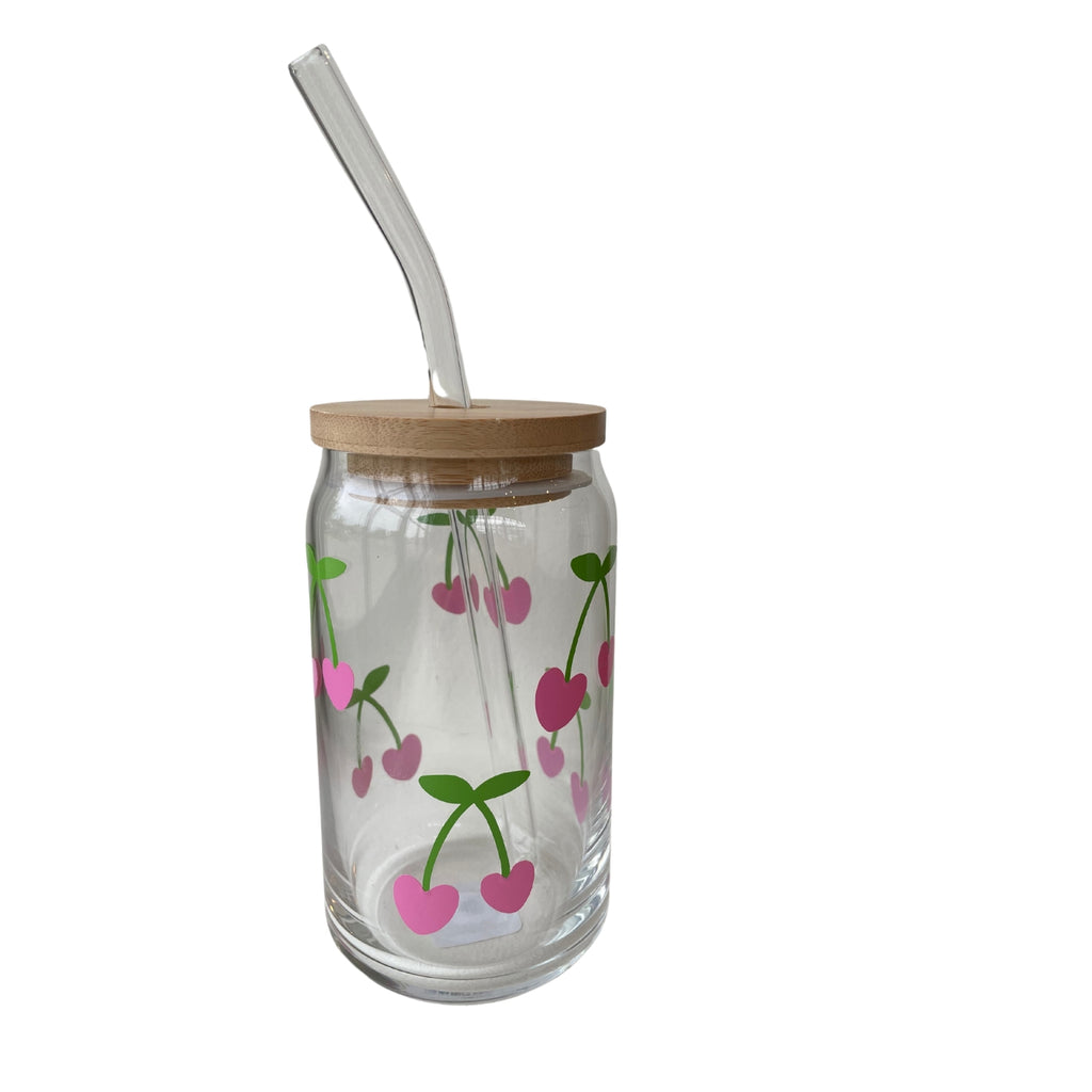 Printed Glass with Lid/Straw