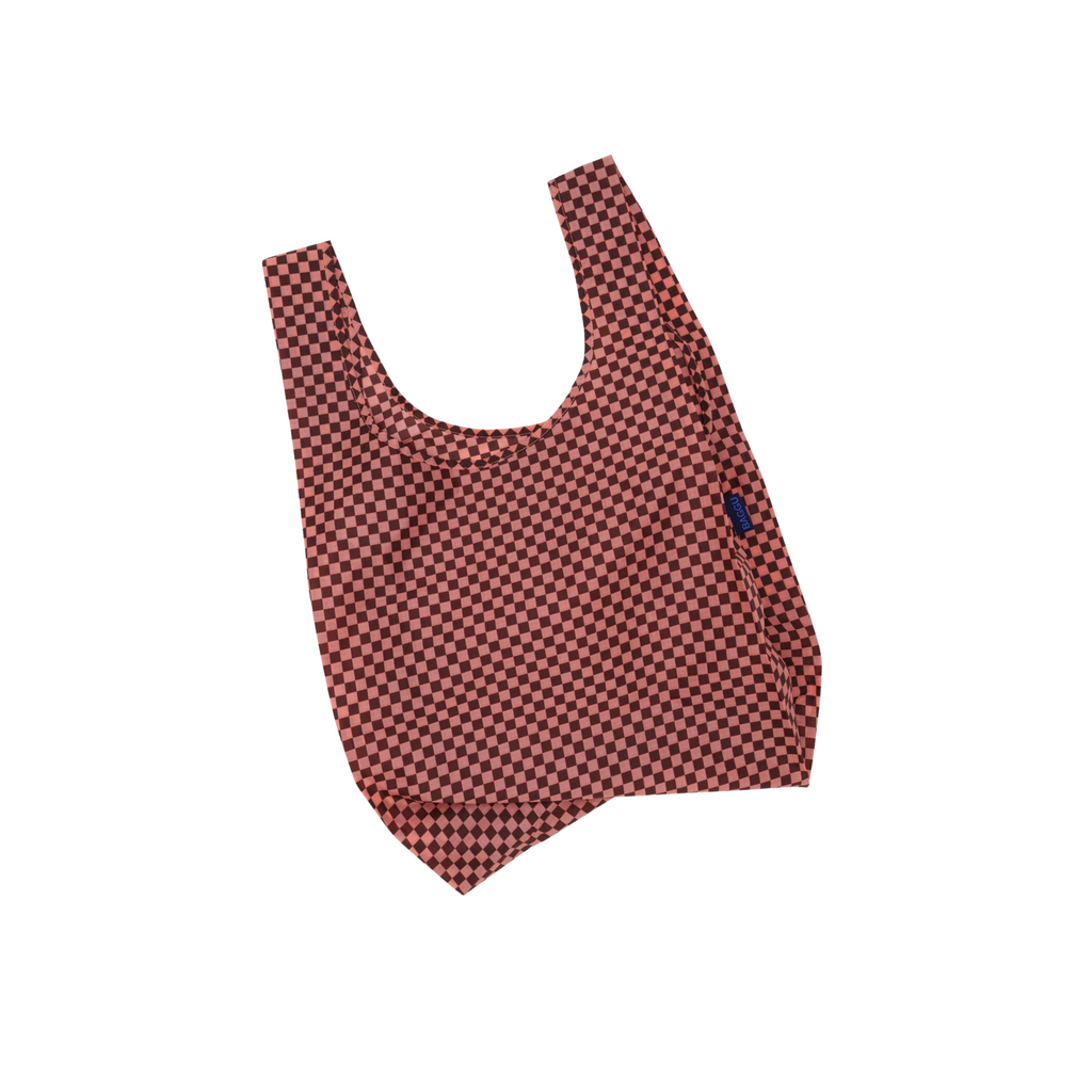 Pink + Brown Check Reusable Tote Bag