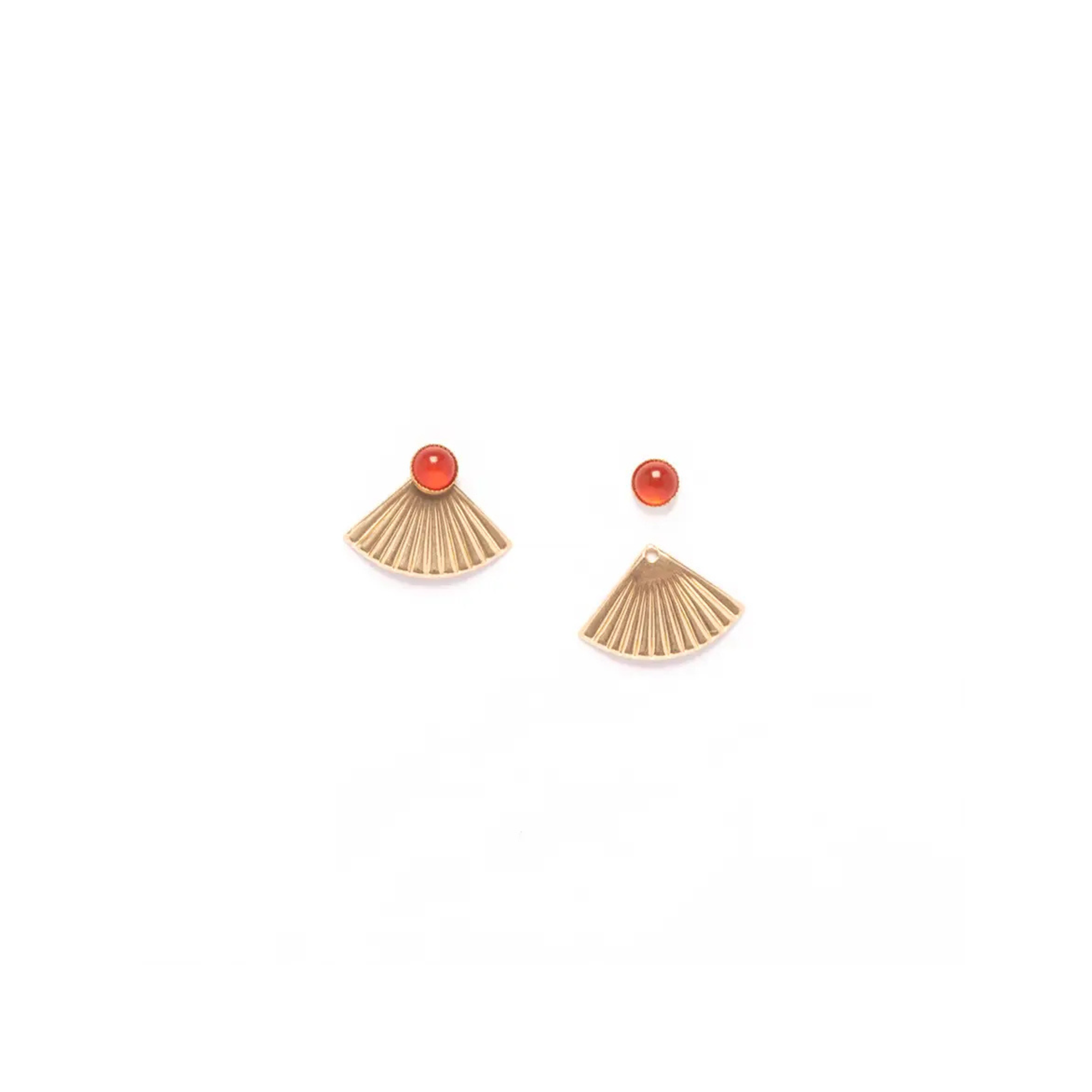 Carnelian Mini Pleat Jacket Earrings