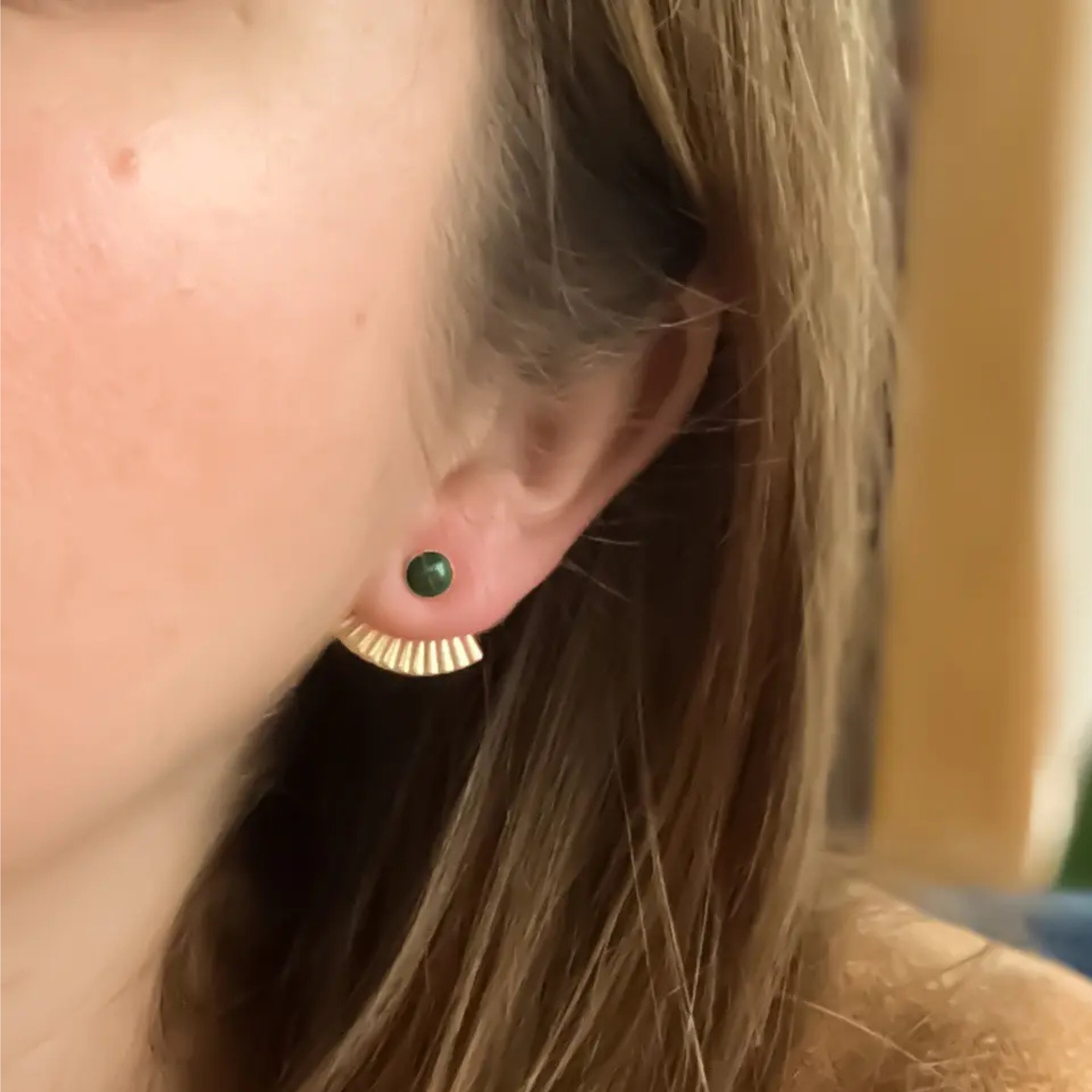 Malachite Mini Pleat Jacket Earrings