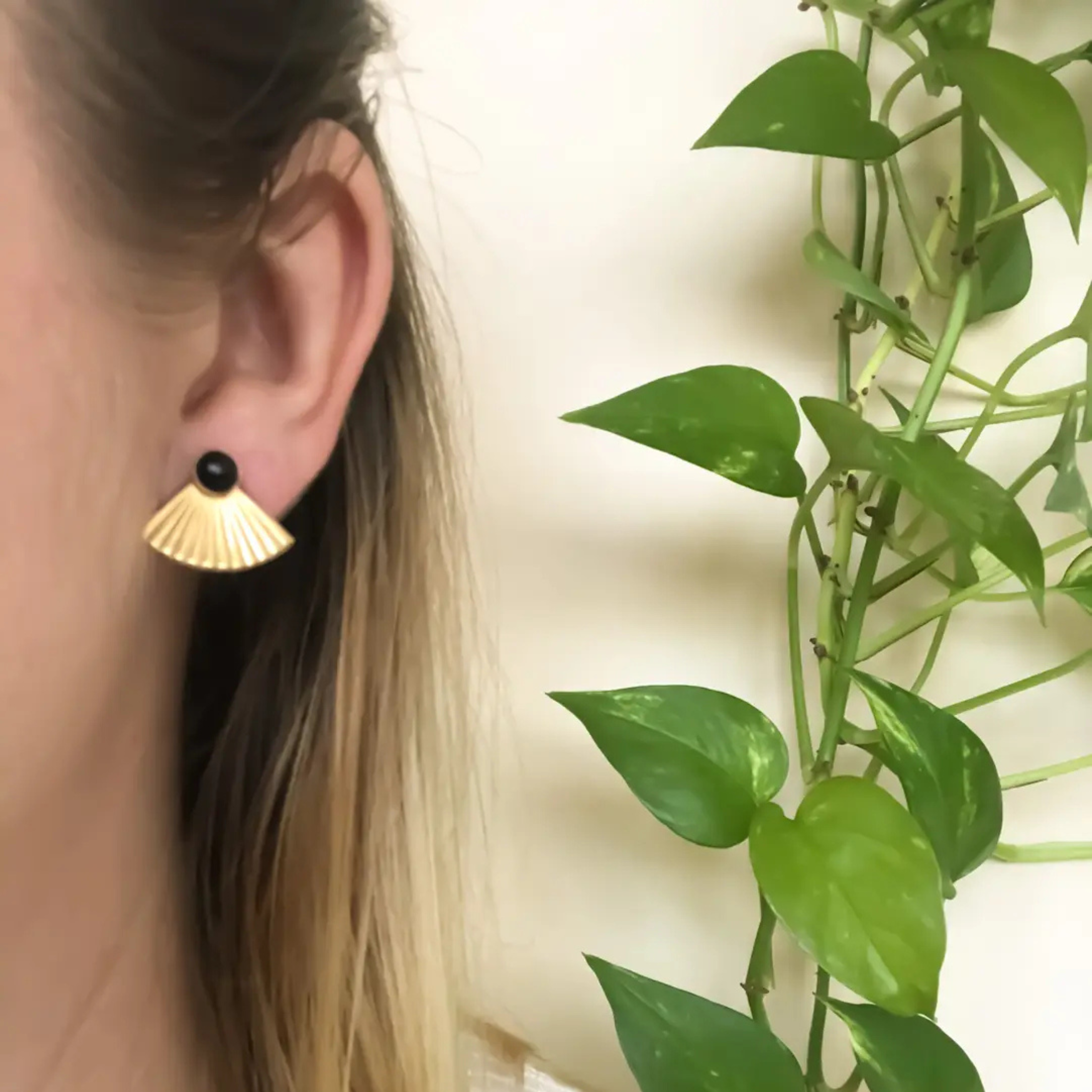Onyx Mini Pleat Jacket Earrings