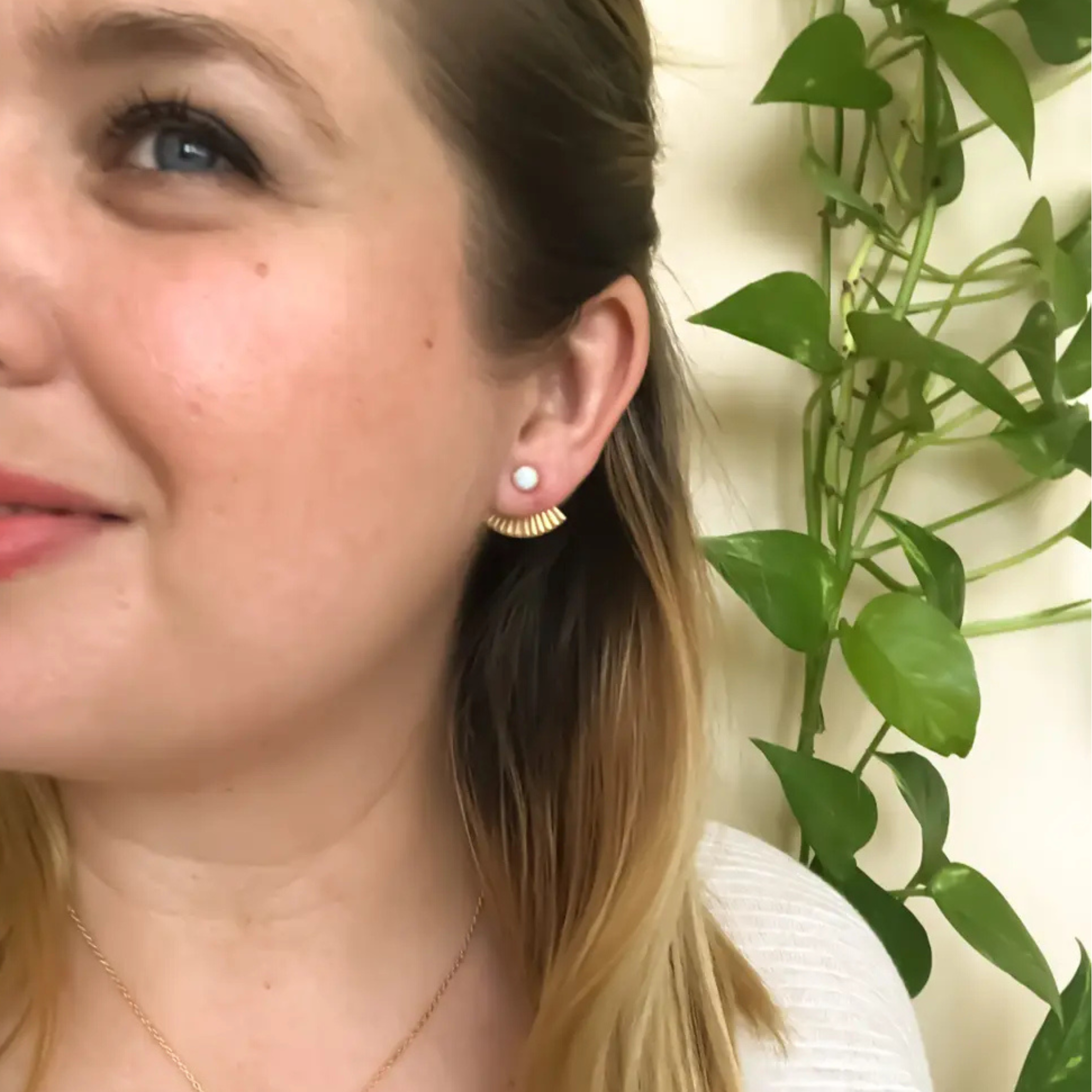 Opal Mini Pleat Jacket Earrings