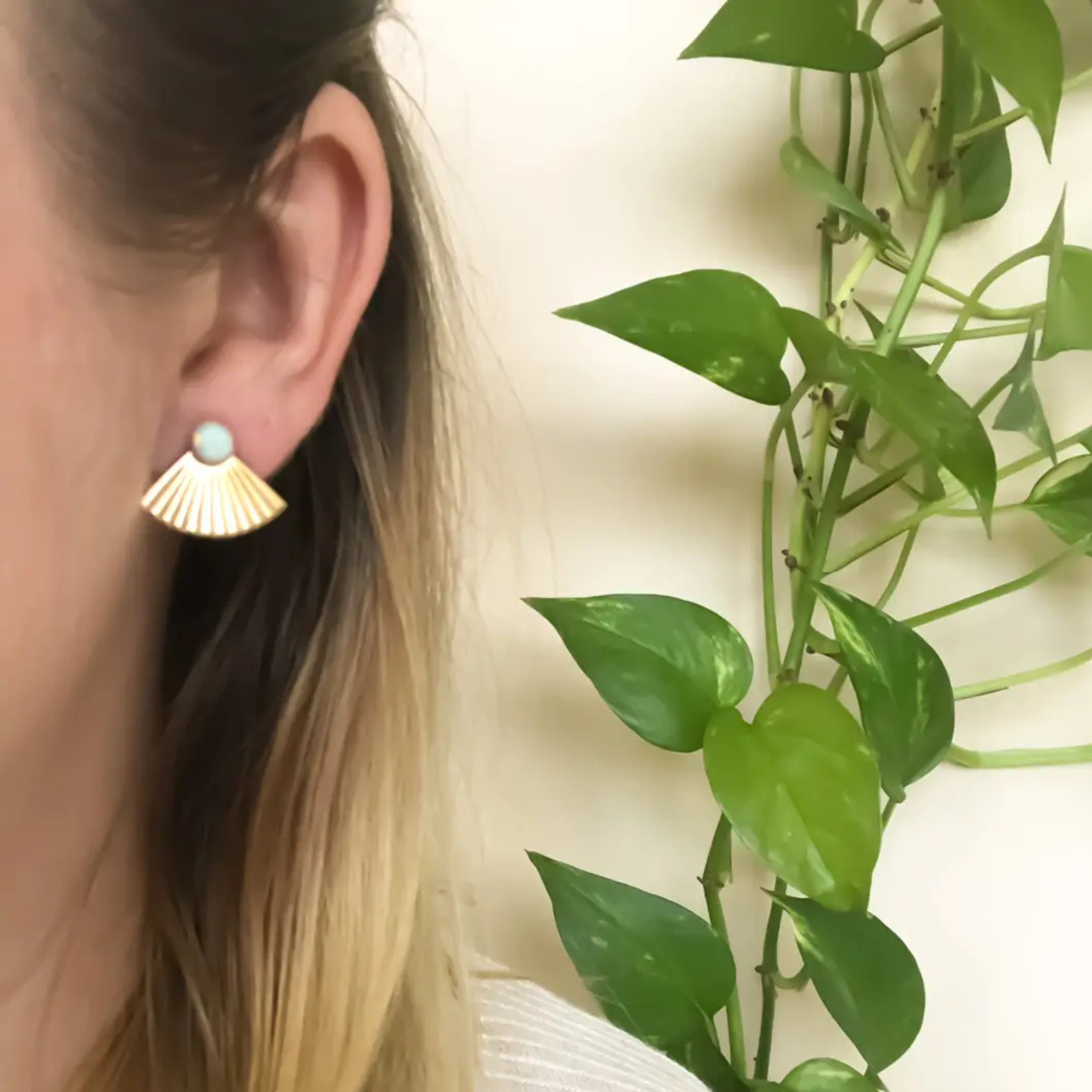 Opal Mini Pleat Jacket Earrings