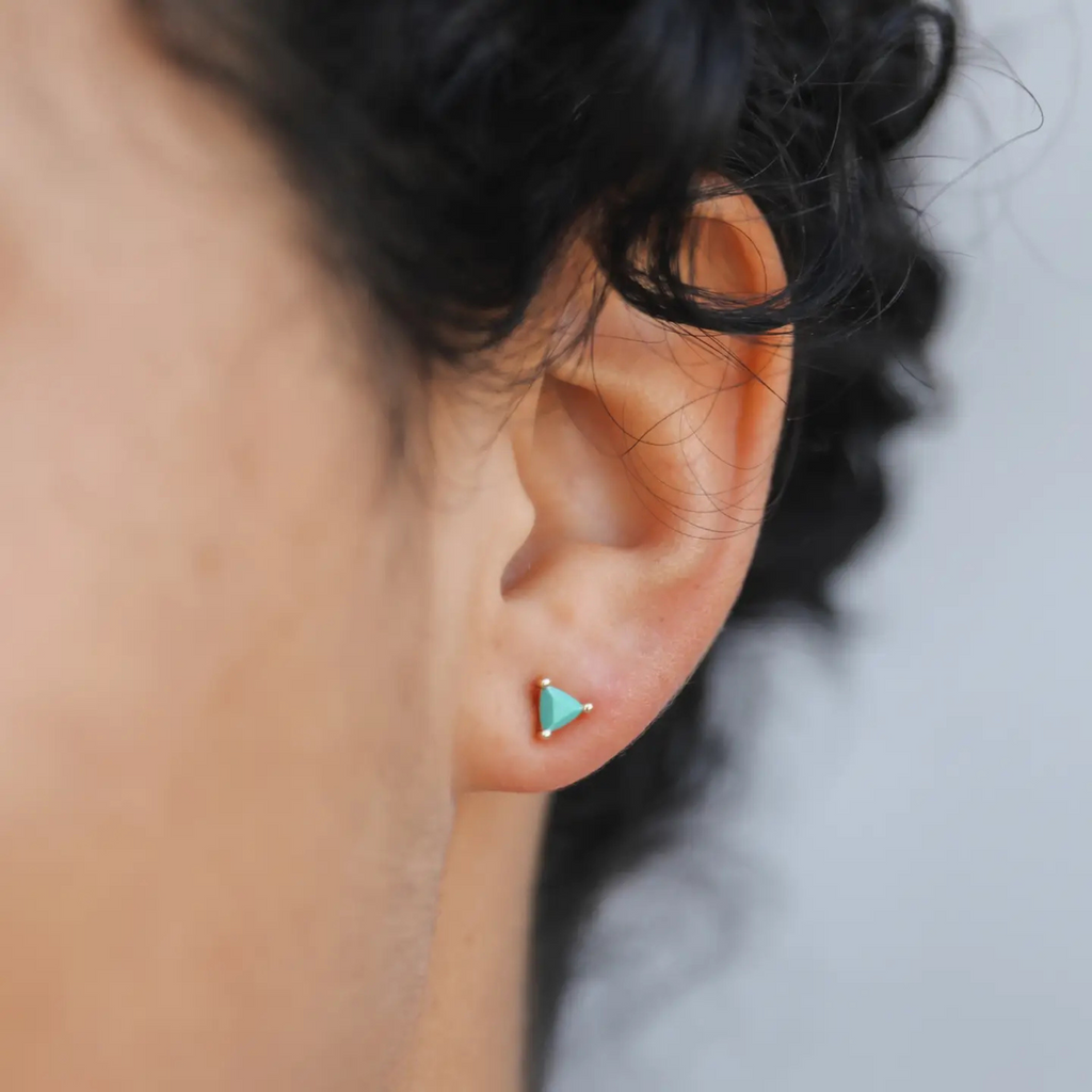 Turquoise Triangle Stud Earrings