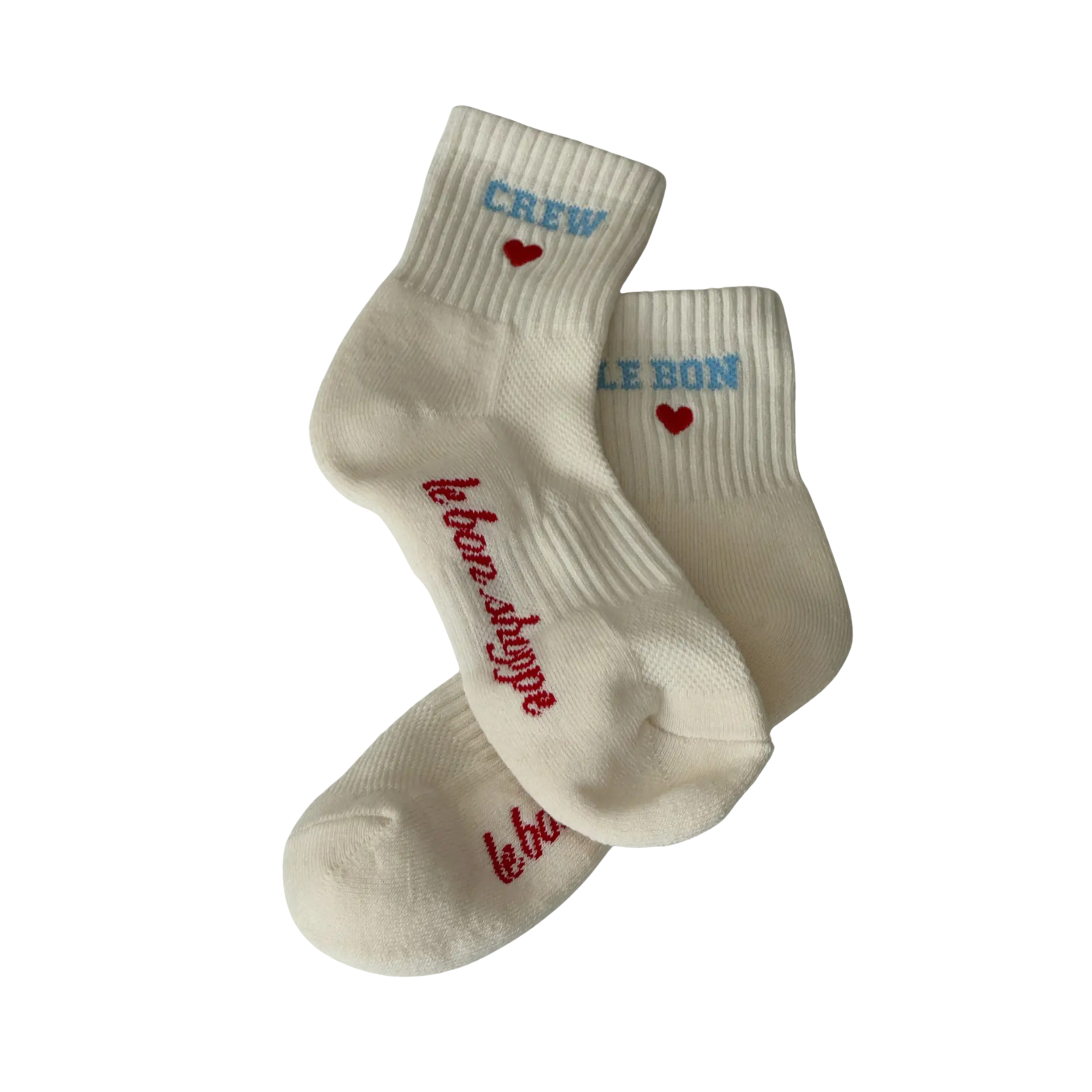 Embroidered Crew Socks - Vanilla