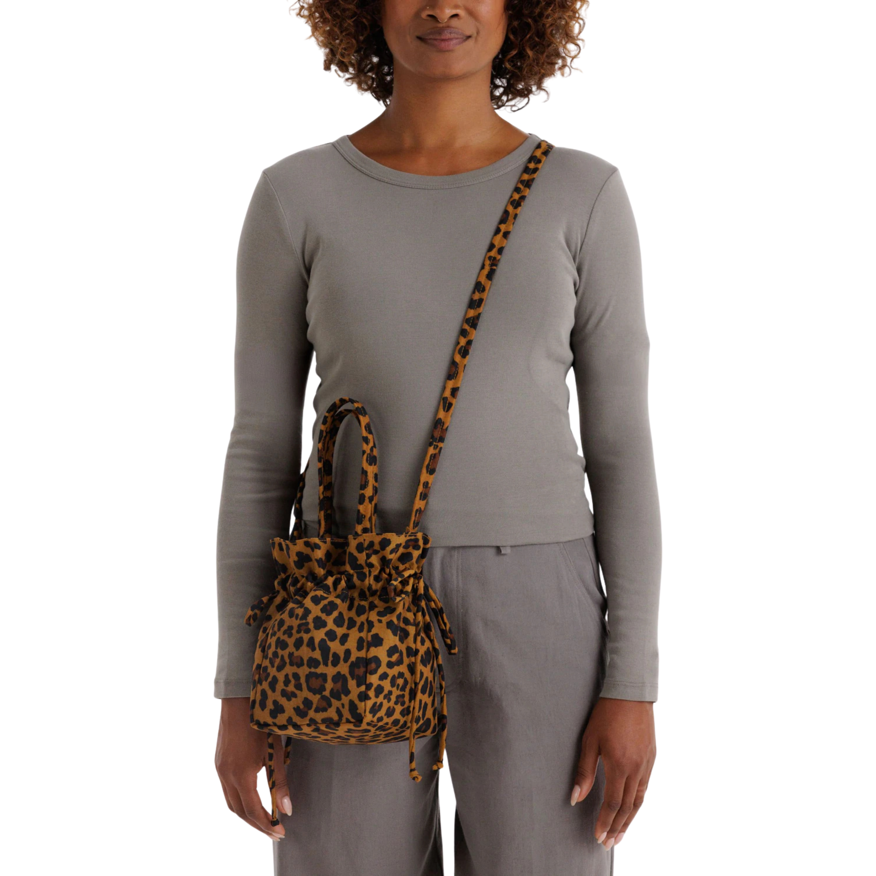 Nylon Drawstring Bag - Leopard