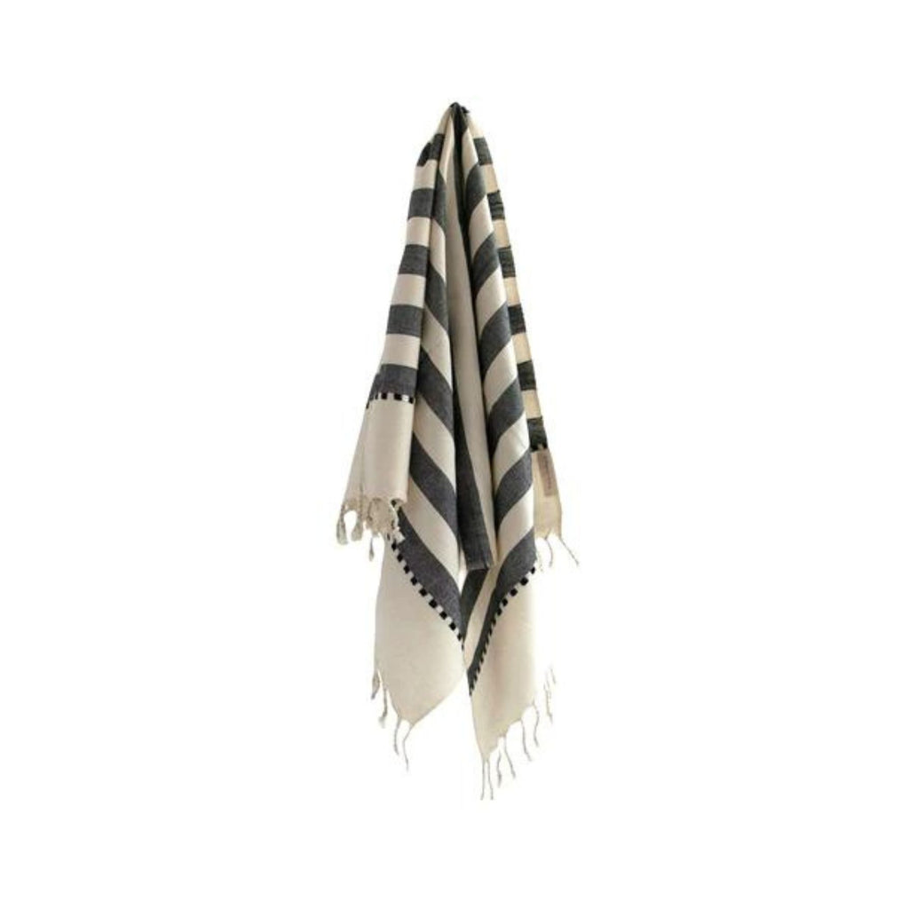 Woven Hand Towel - Black/White Stripe