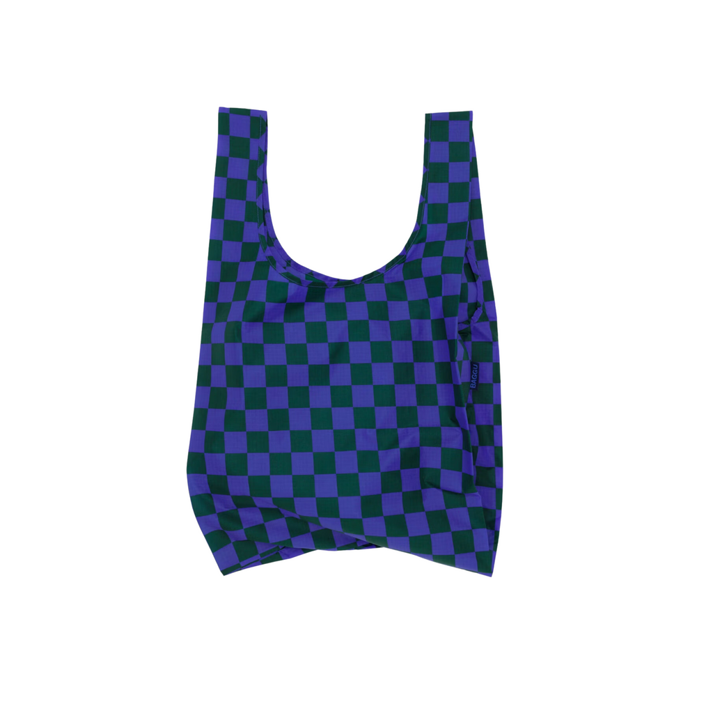 Iris + Green Check Reusable Tote Bag