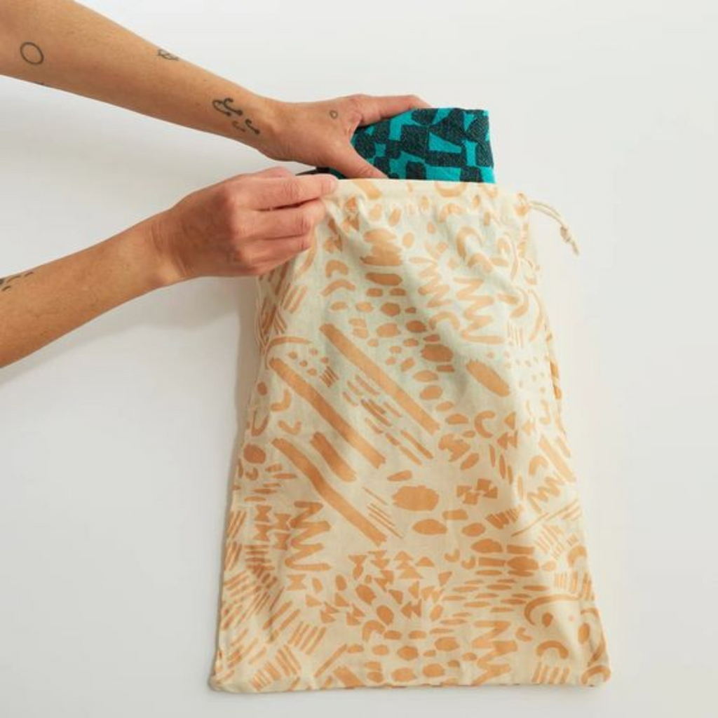 Large Reusable Cinch Bag - Dashes & Moons