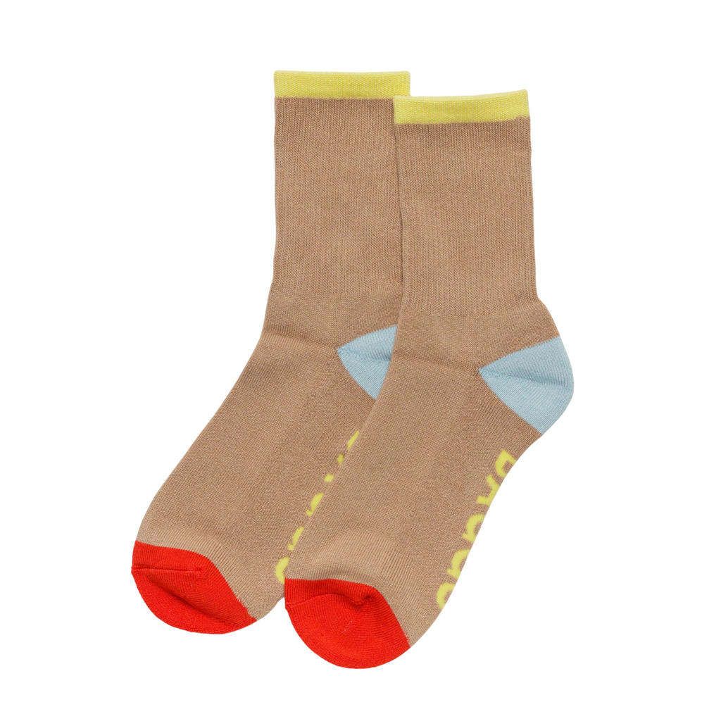 Beige Mix Ribbed Sock