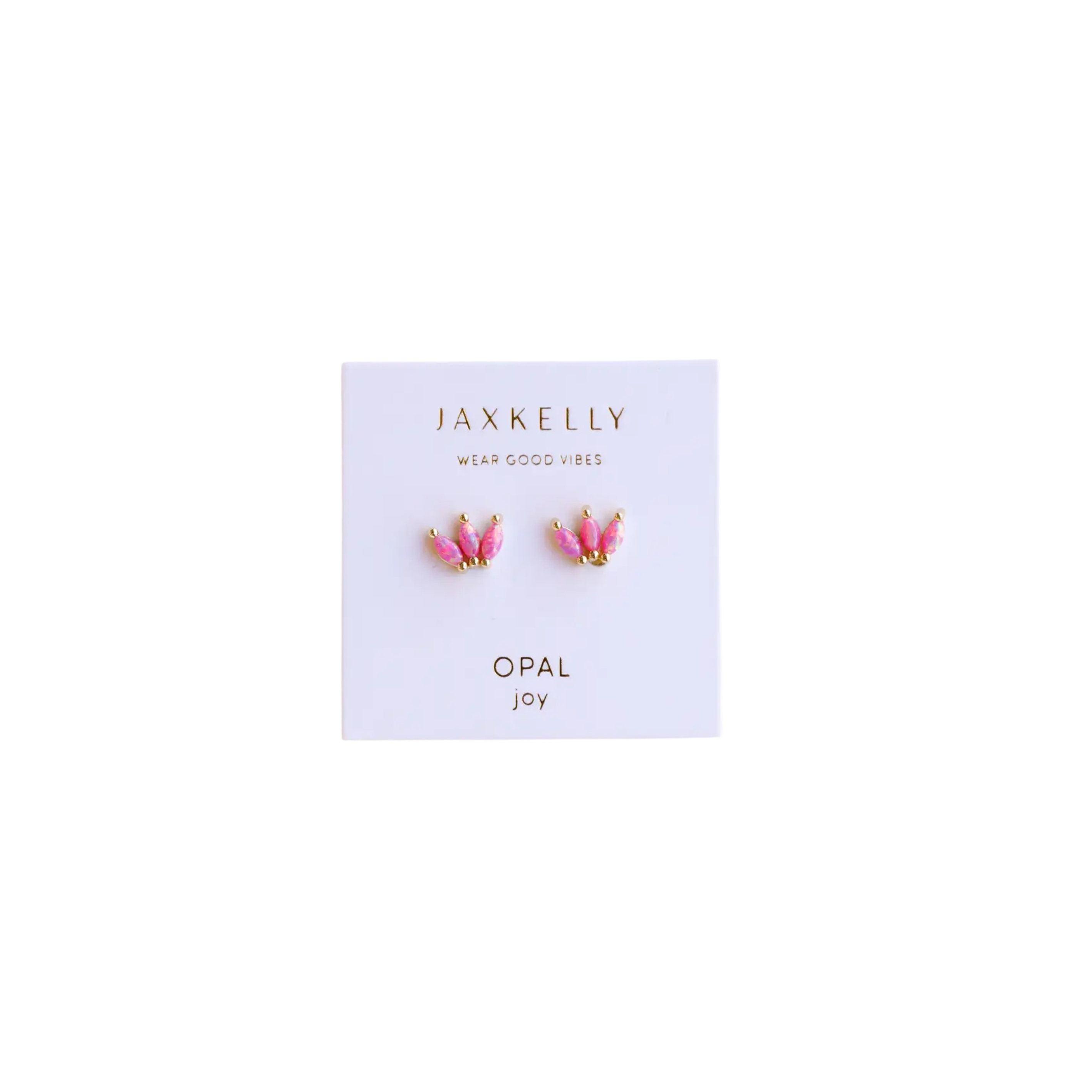 Pink Opal Crown Stud Earrings