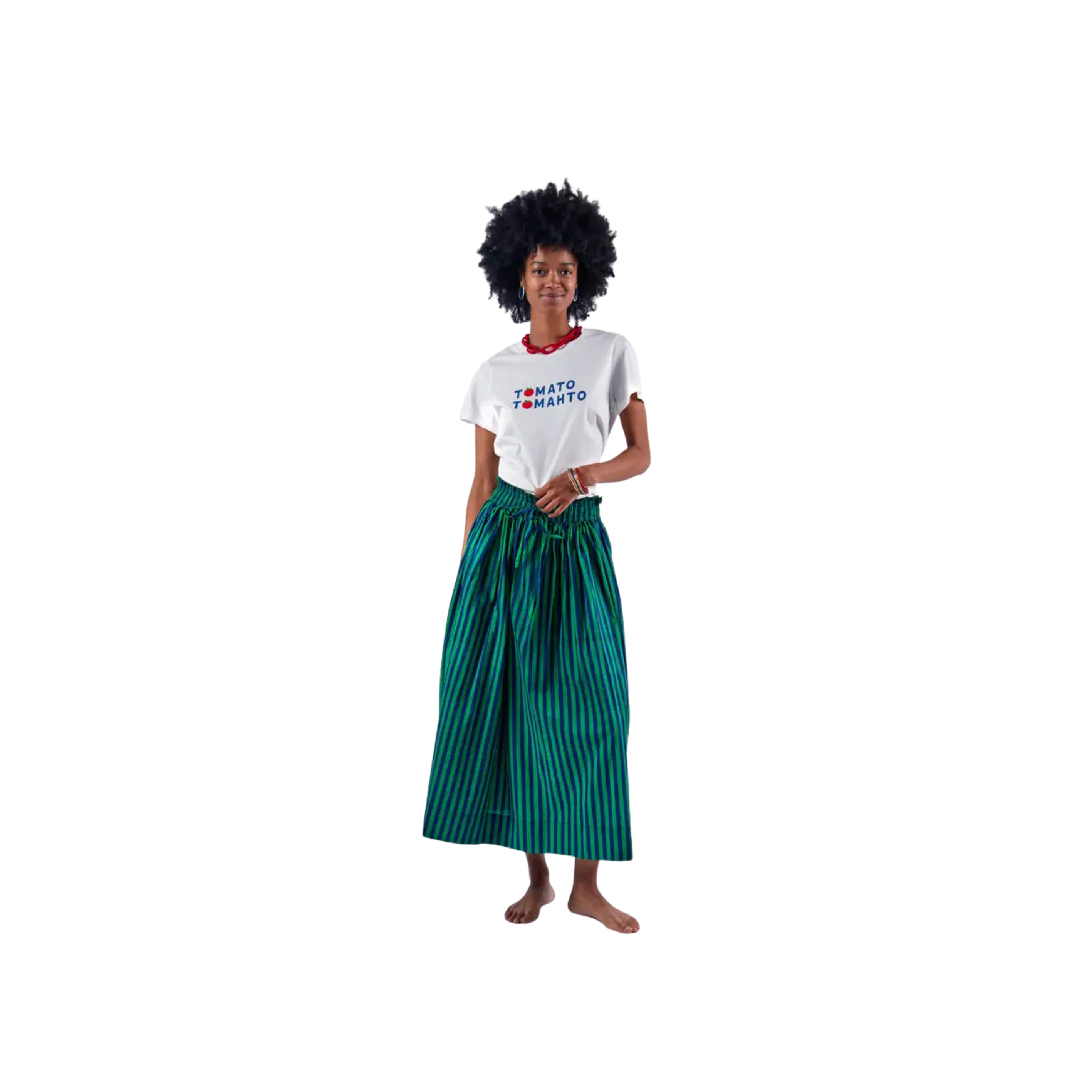 Stripe Skirt - Navy + Kelly Green