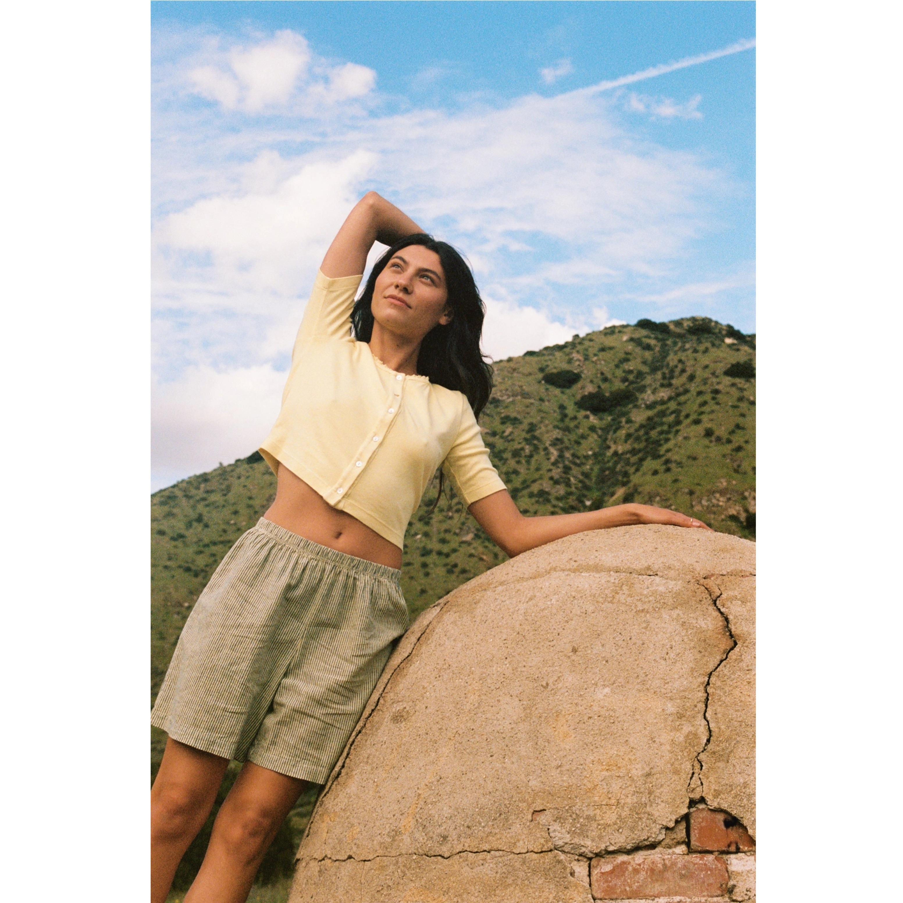 Linen Simple Short - Navy Stripe