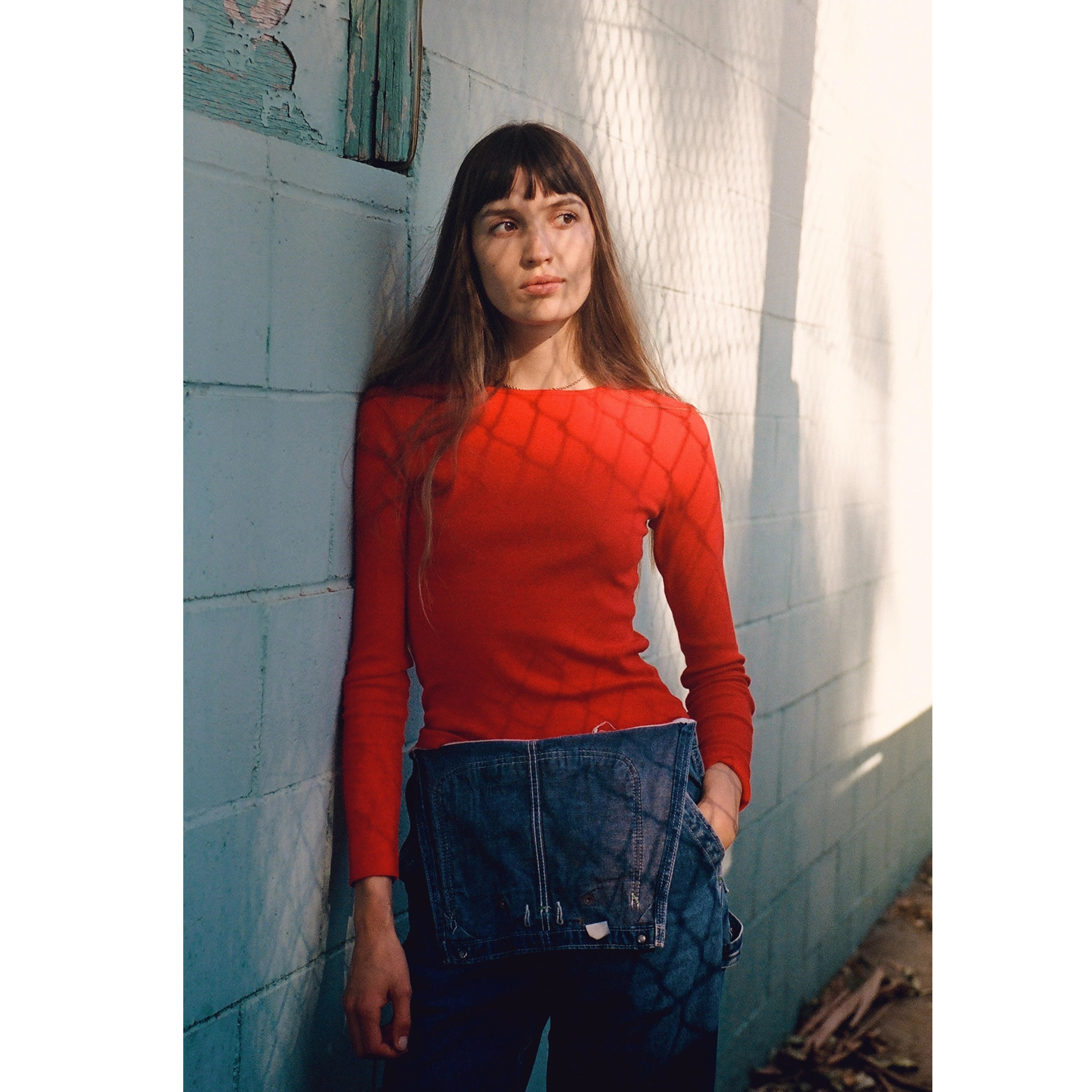 Long Sleeve Bebe Tee - Cherry