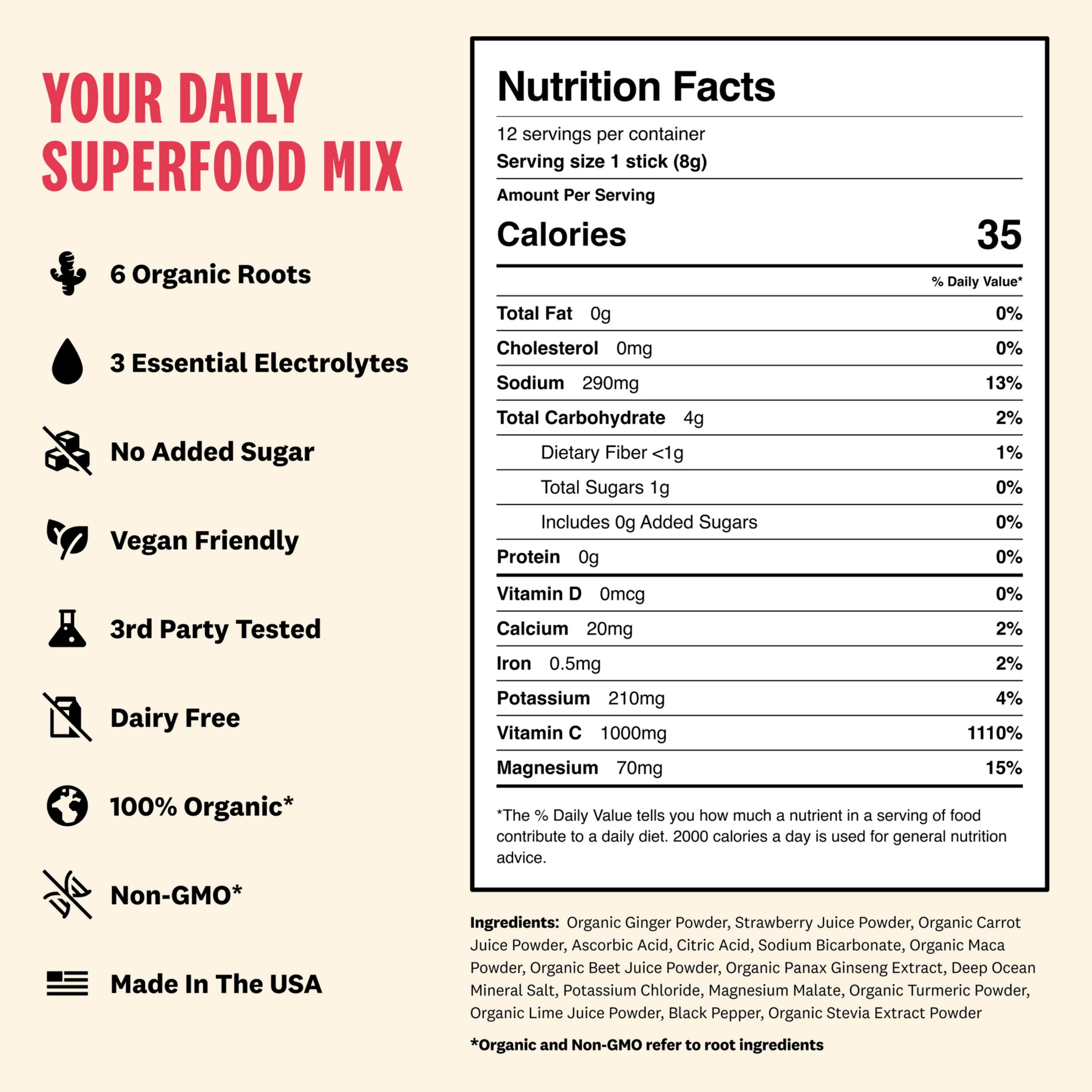 Immunity, Digestion & Hydration Superfood Mix - Ginger Strawberry Lime