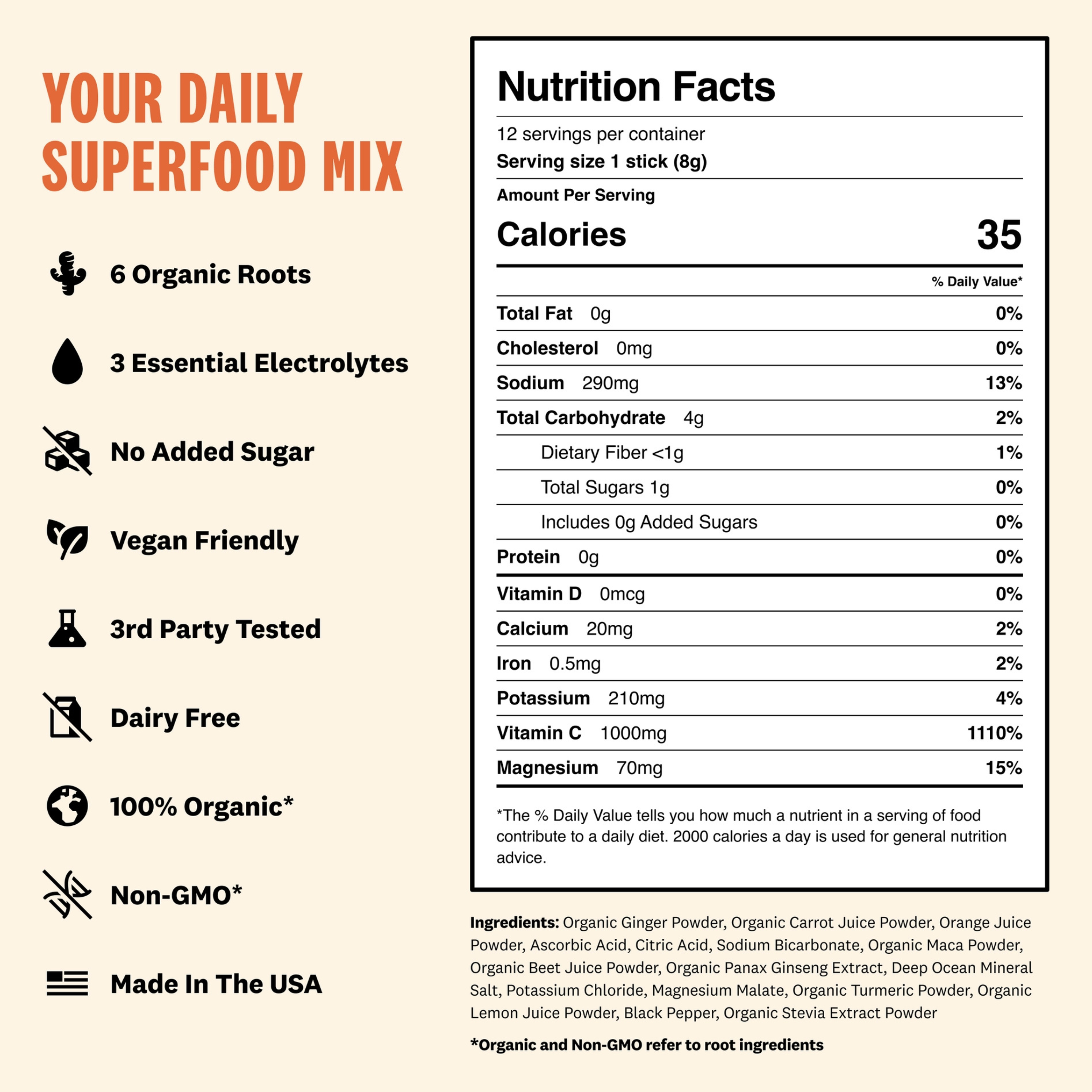 Immunity, Digestion & Hydration Superfood Mix - Ginger Orange Lemon