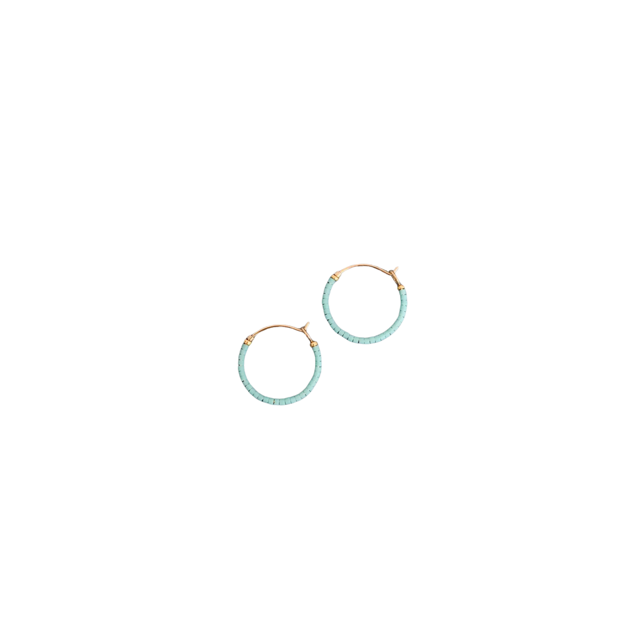 Little Single Note Beaded Hoops - Turquoise