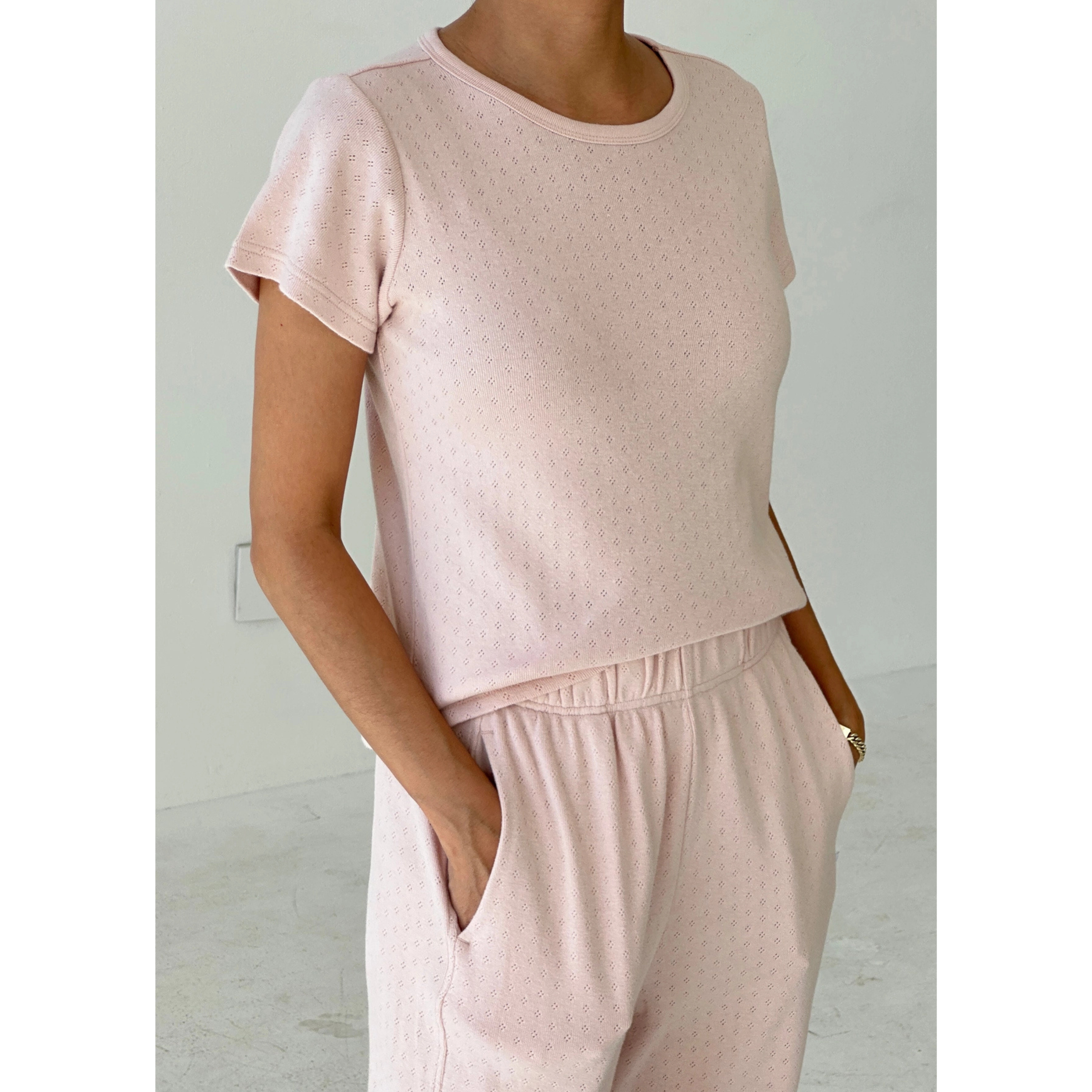 Pointelle Babe Tee - Baby Pink