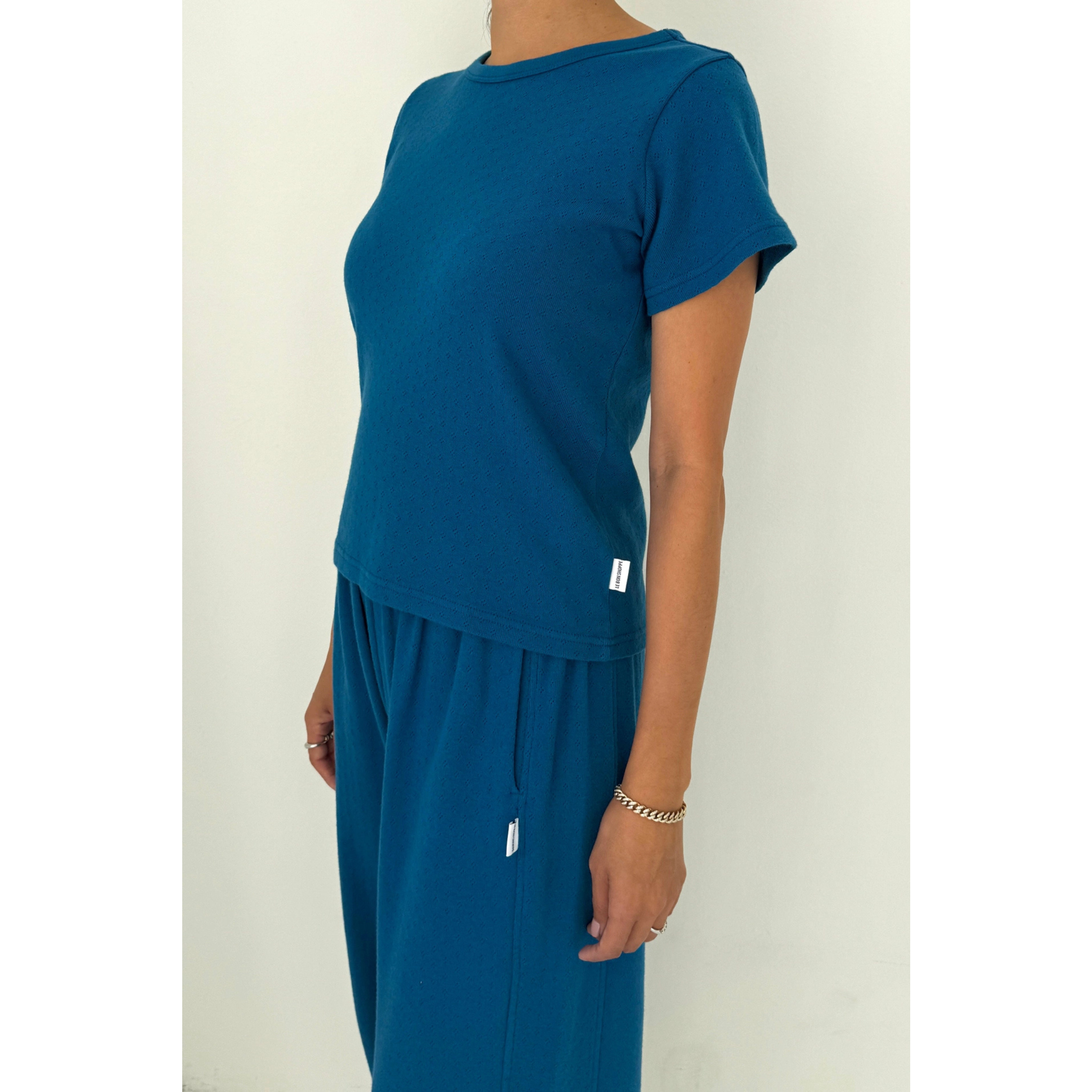 Pointelle Babe Tee - Sea Blue