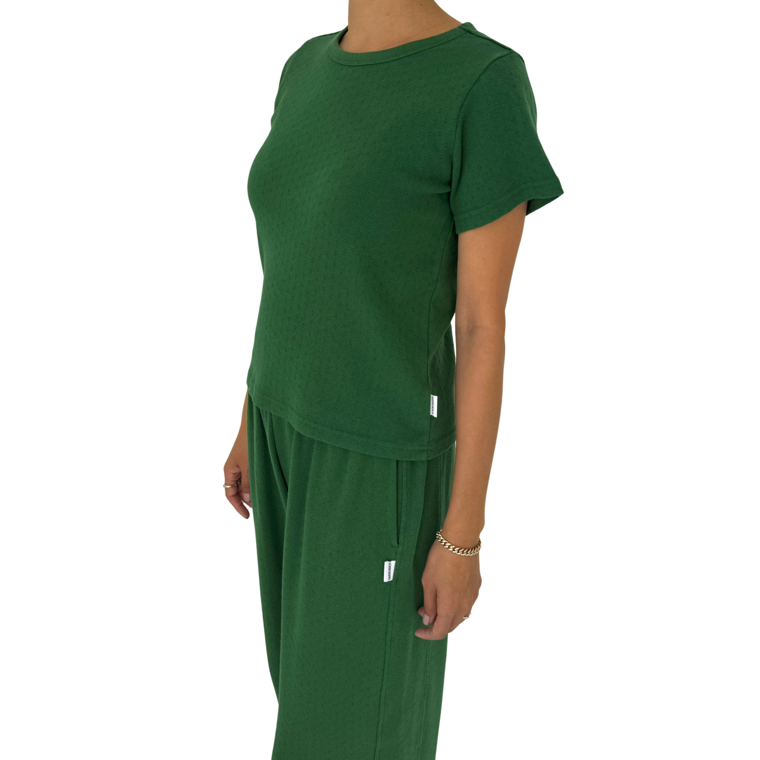 Pointelle Babe Tee - Moss Green