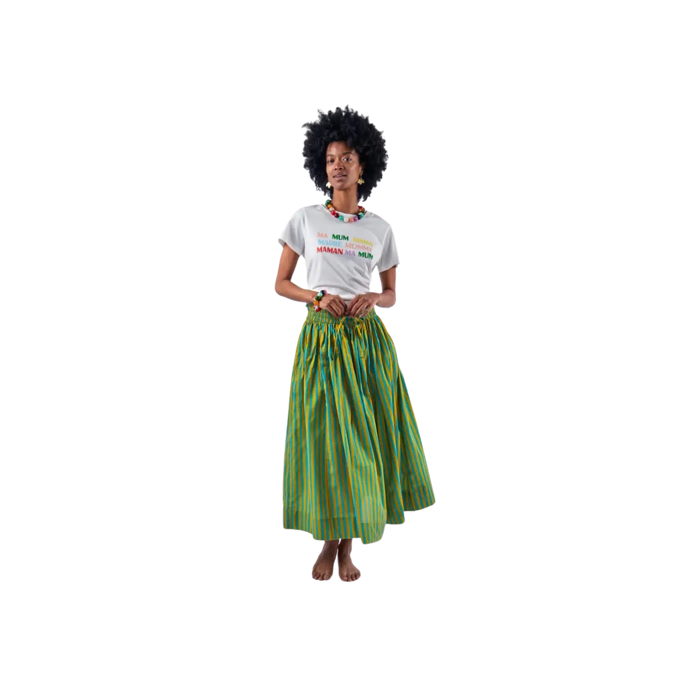 Stripe Skirt - Chartreuse + Aqua